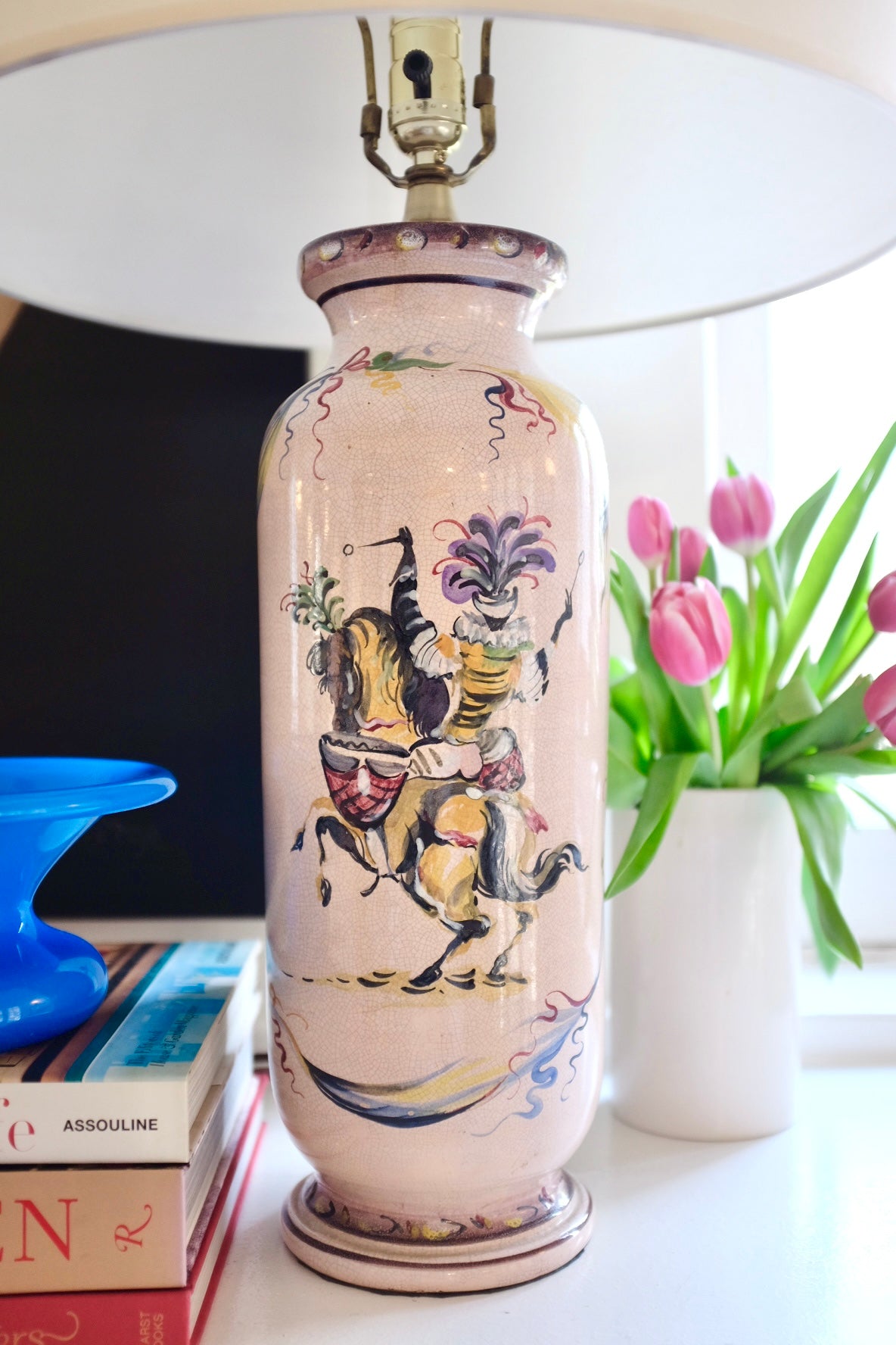 Tall Italian Hand Painted Table Lamp