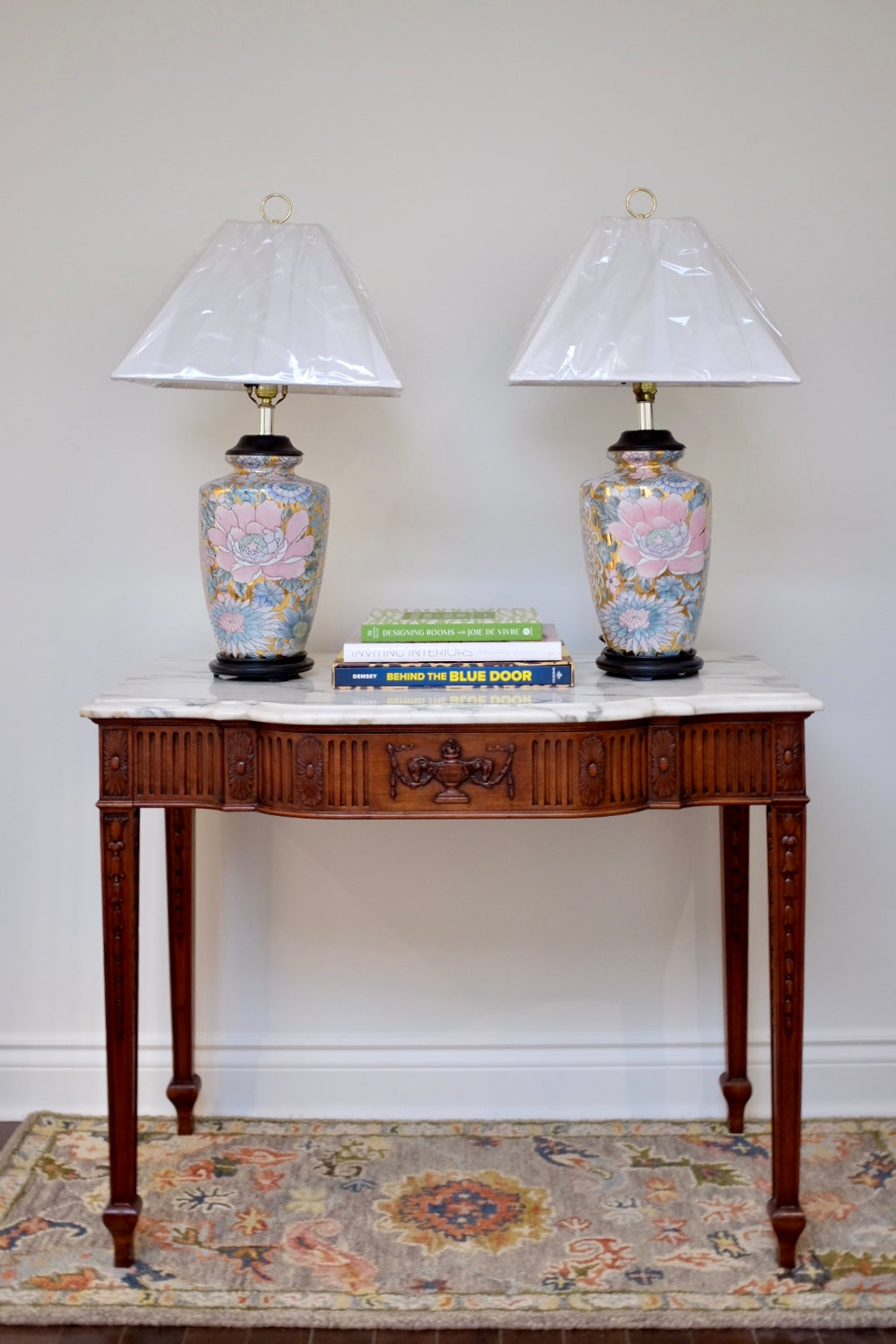 Pair of Gold Floral Chinoiserie Lamps
