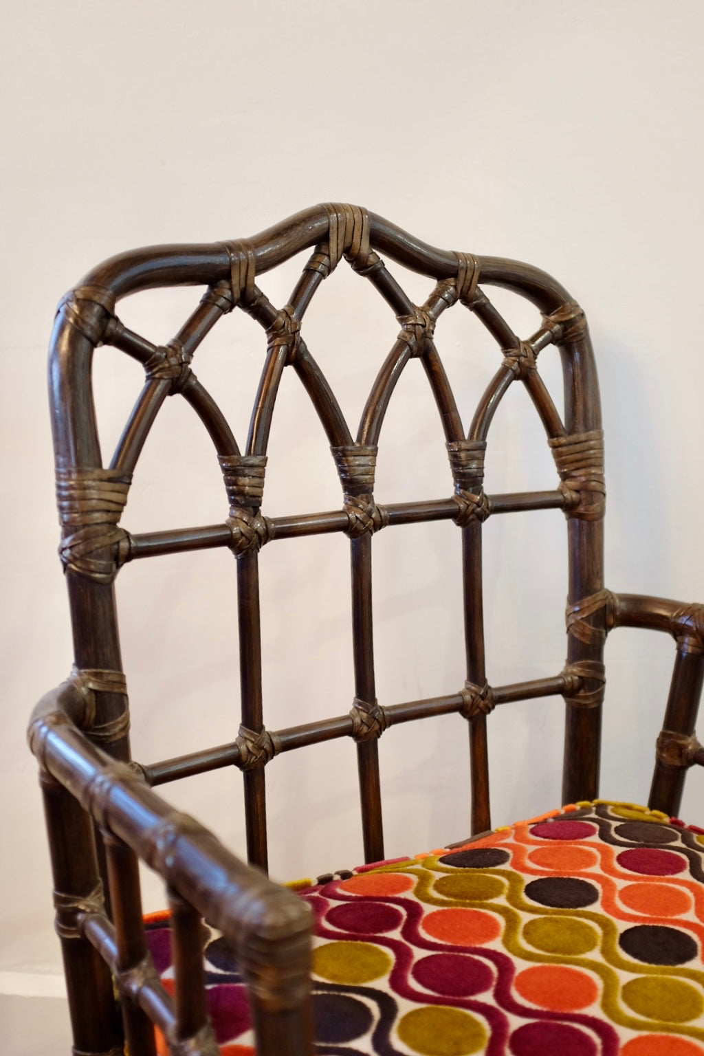 Pair of McGuire Cathedral Back Captains Chairs
