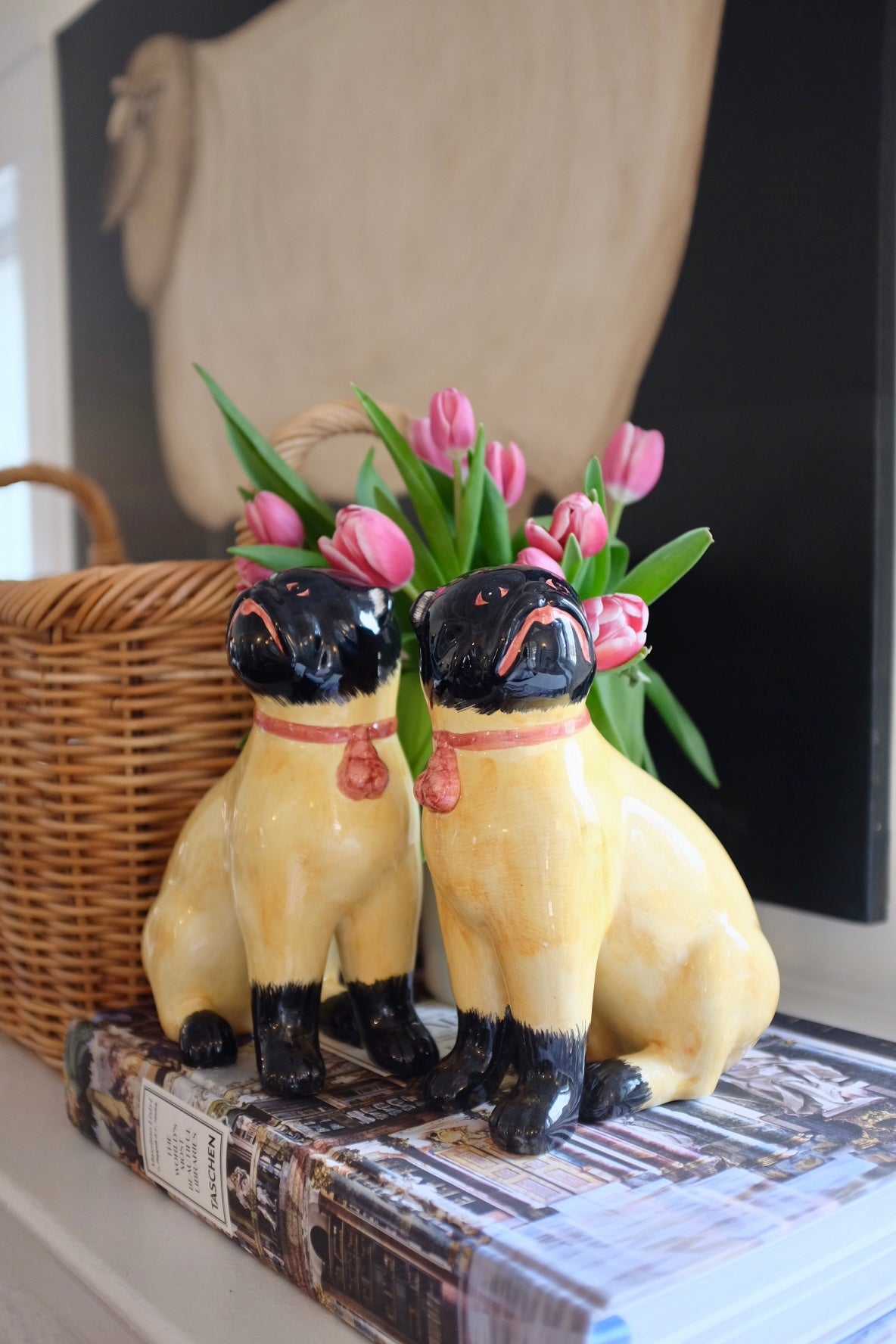 Pair of Rare Italian Porcelain Dog Statues