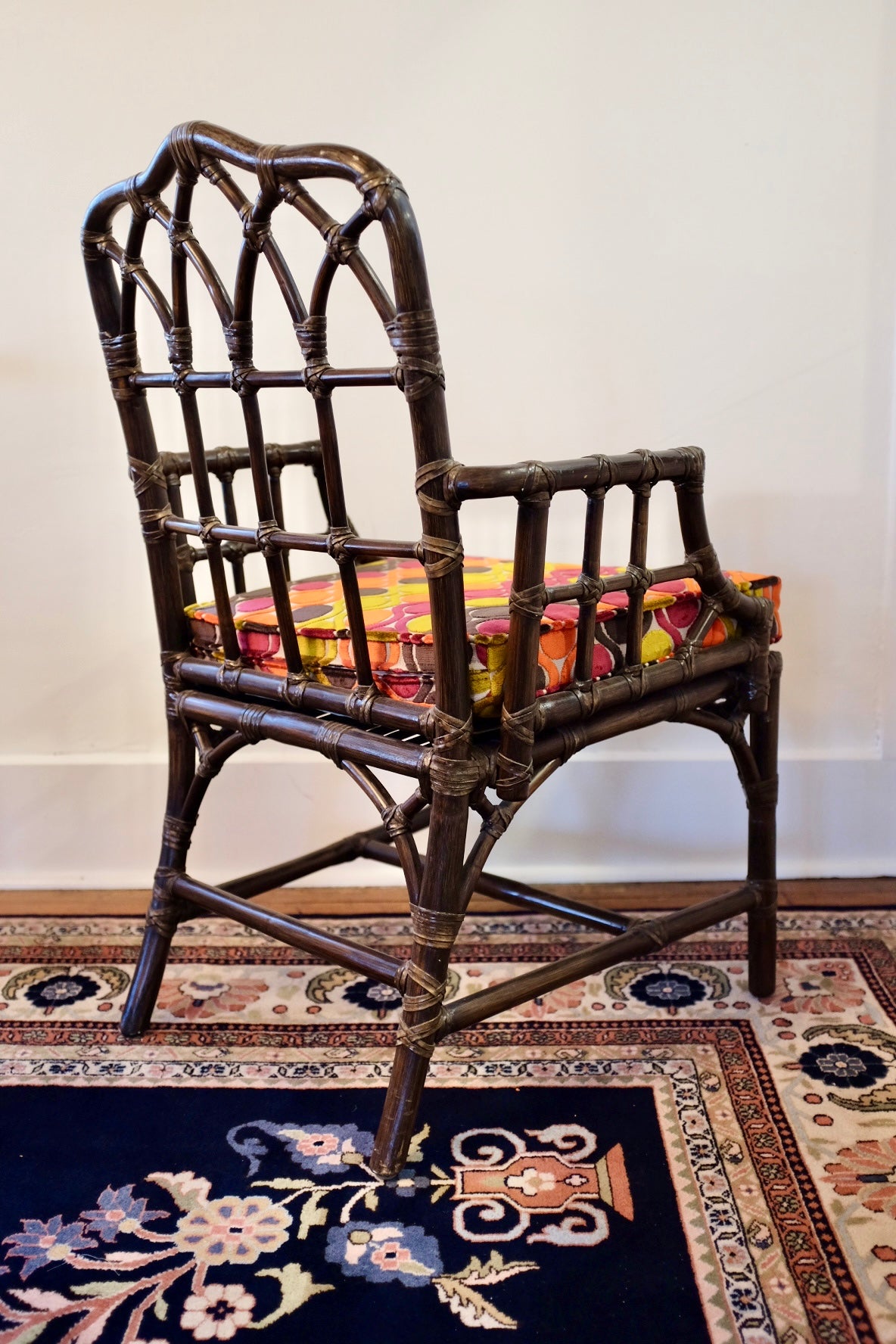 Pair of McGuire Cathedral Back Captains Chairs