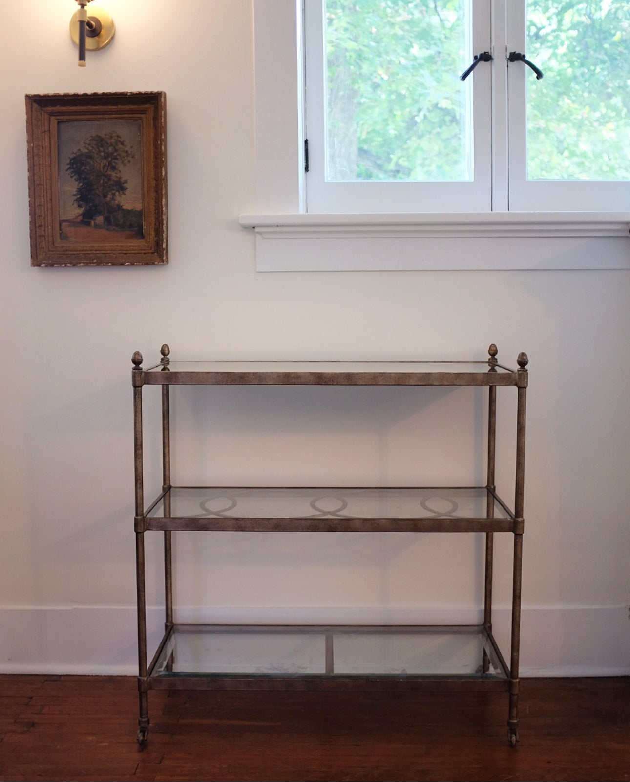 Drexel Brass Console Table/Bar Cart on Casters