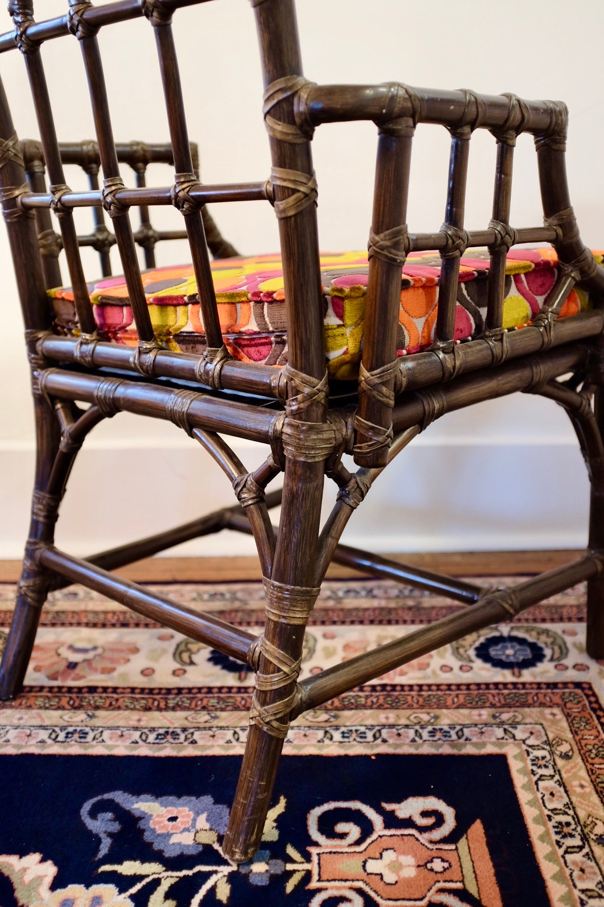 Pair of McGuire Cathedral Back Captains Chairs