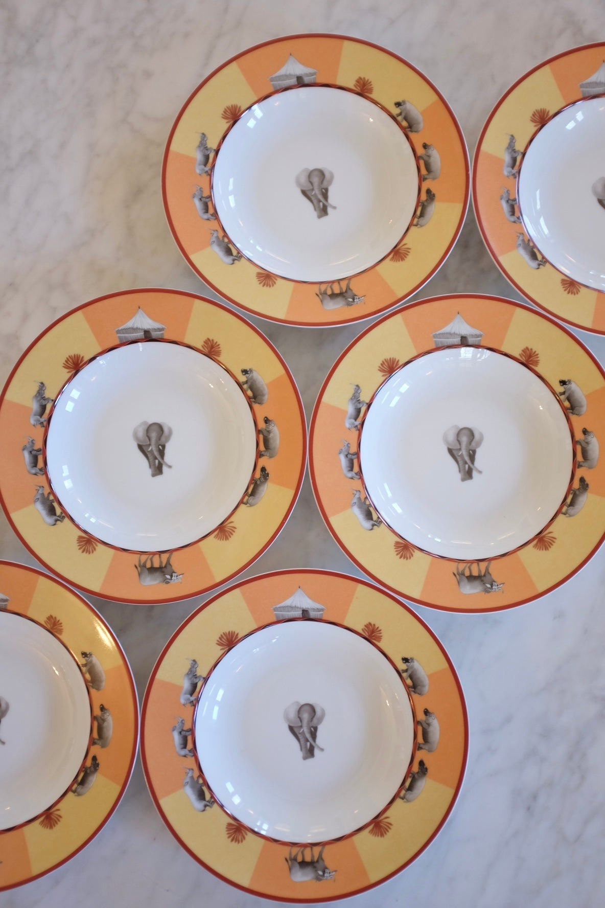 Set of 6 Hermes Africa Soup Bowls