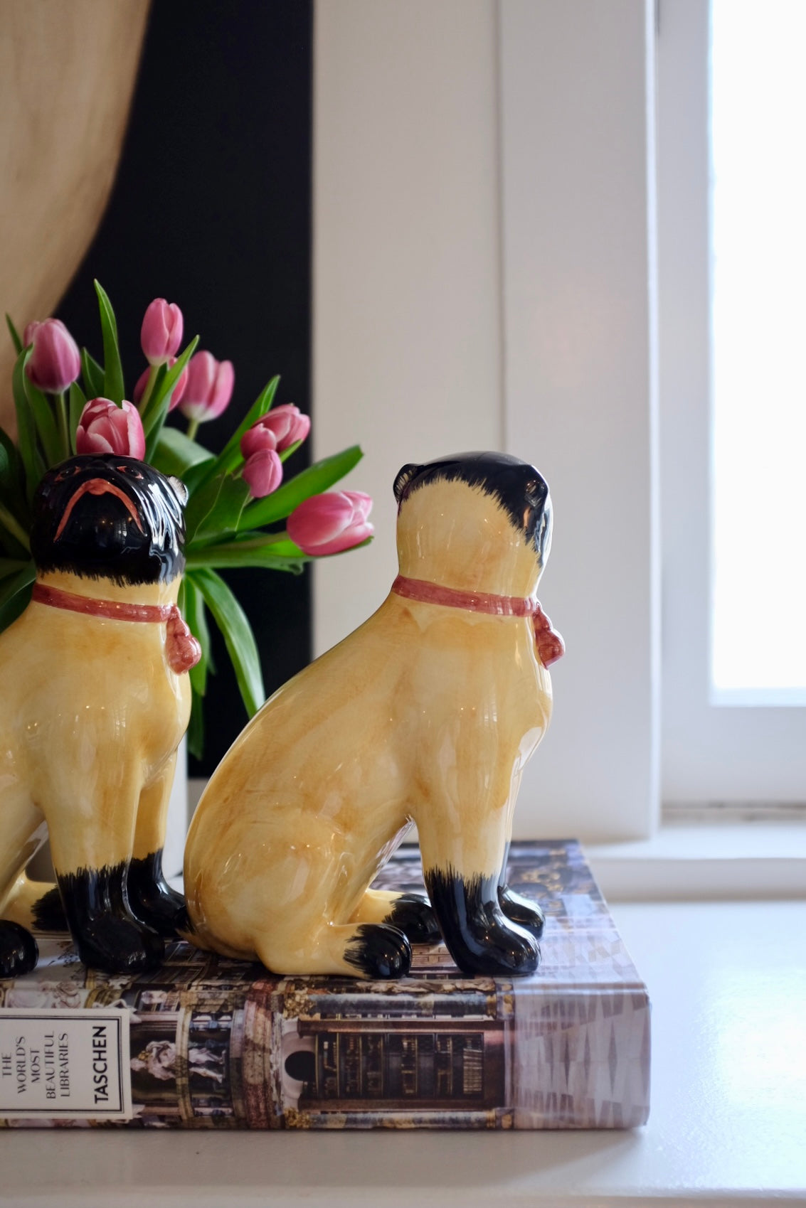 Pair of Rare Italian Porcelain Dog Statues