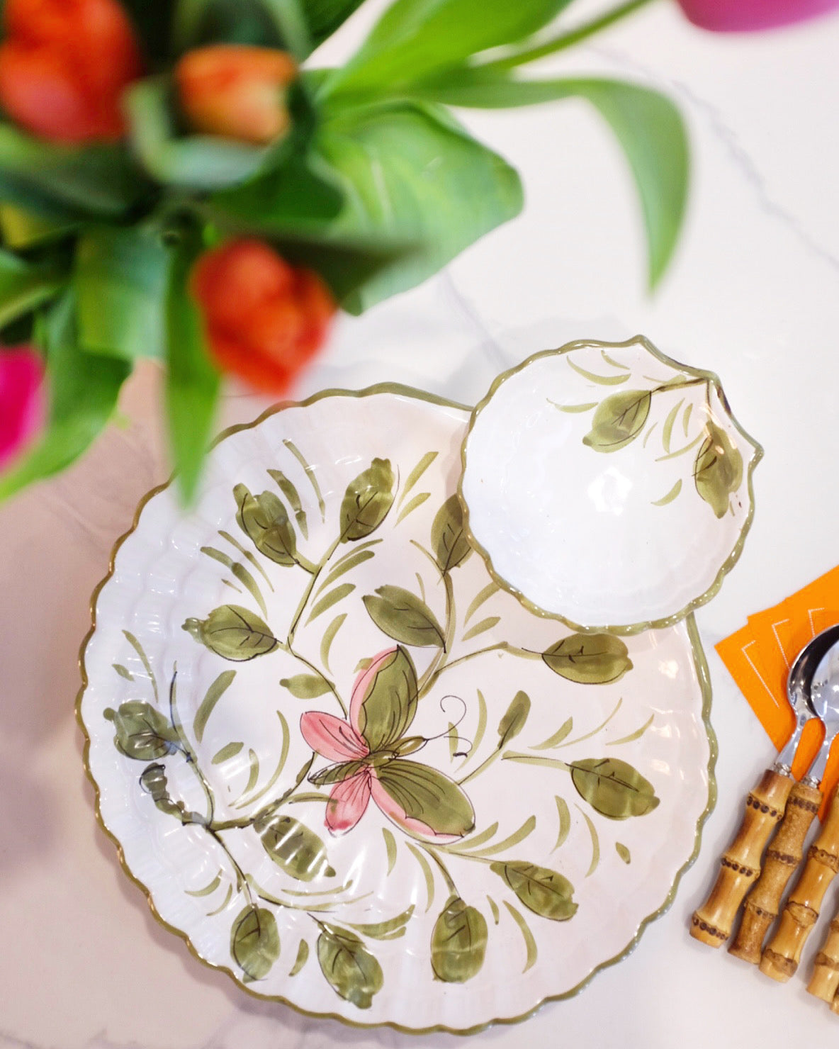 Italian Hand Painted Serving & Dip Bowl