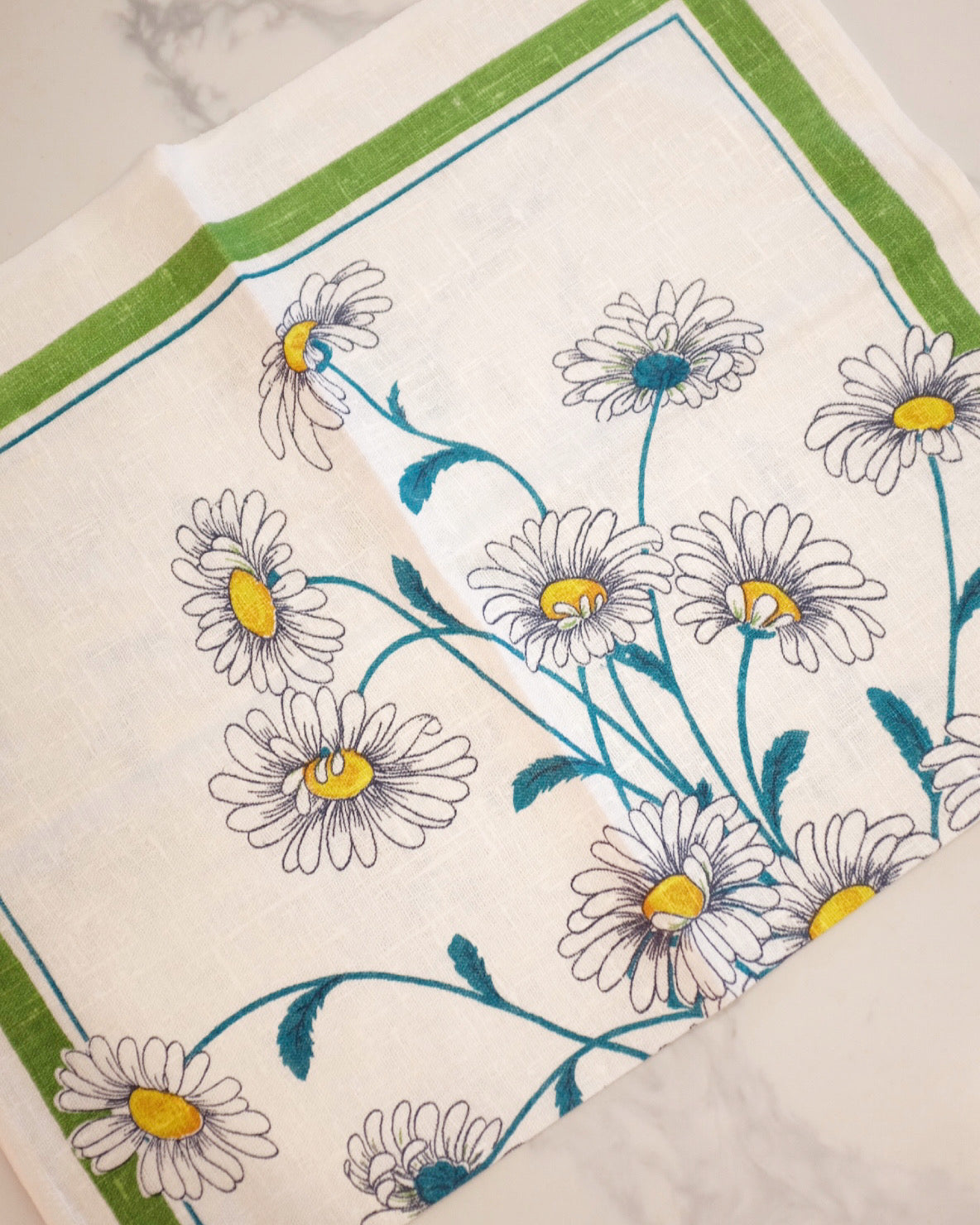 Green and Orange Daisy Kitchen Towels