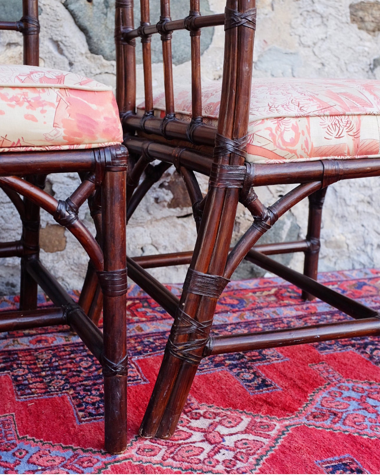 Pair of McGuire Cathedral Back Chairs
