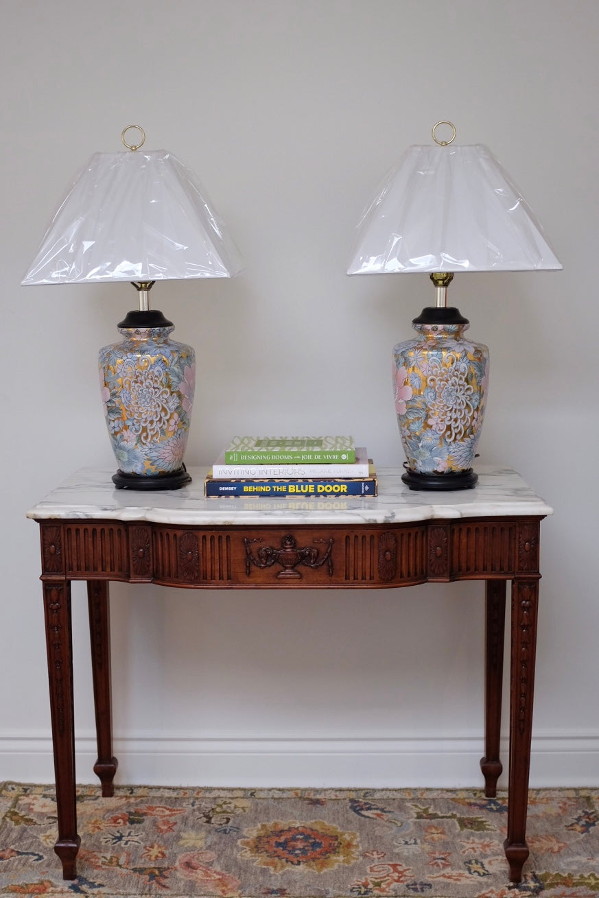 Pair of Gold Floral Chinoiserie Lamps