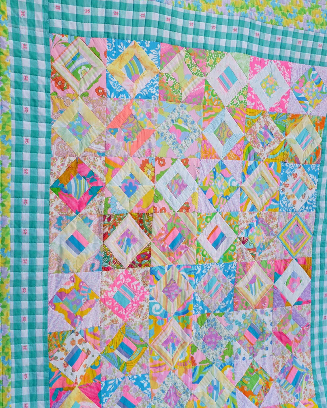 Bright Diamond in Square Patchwork Quilt