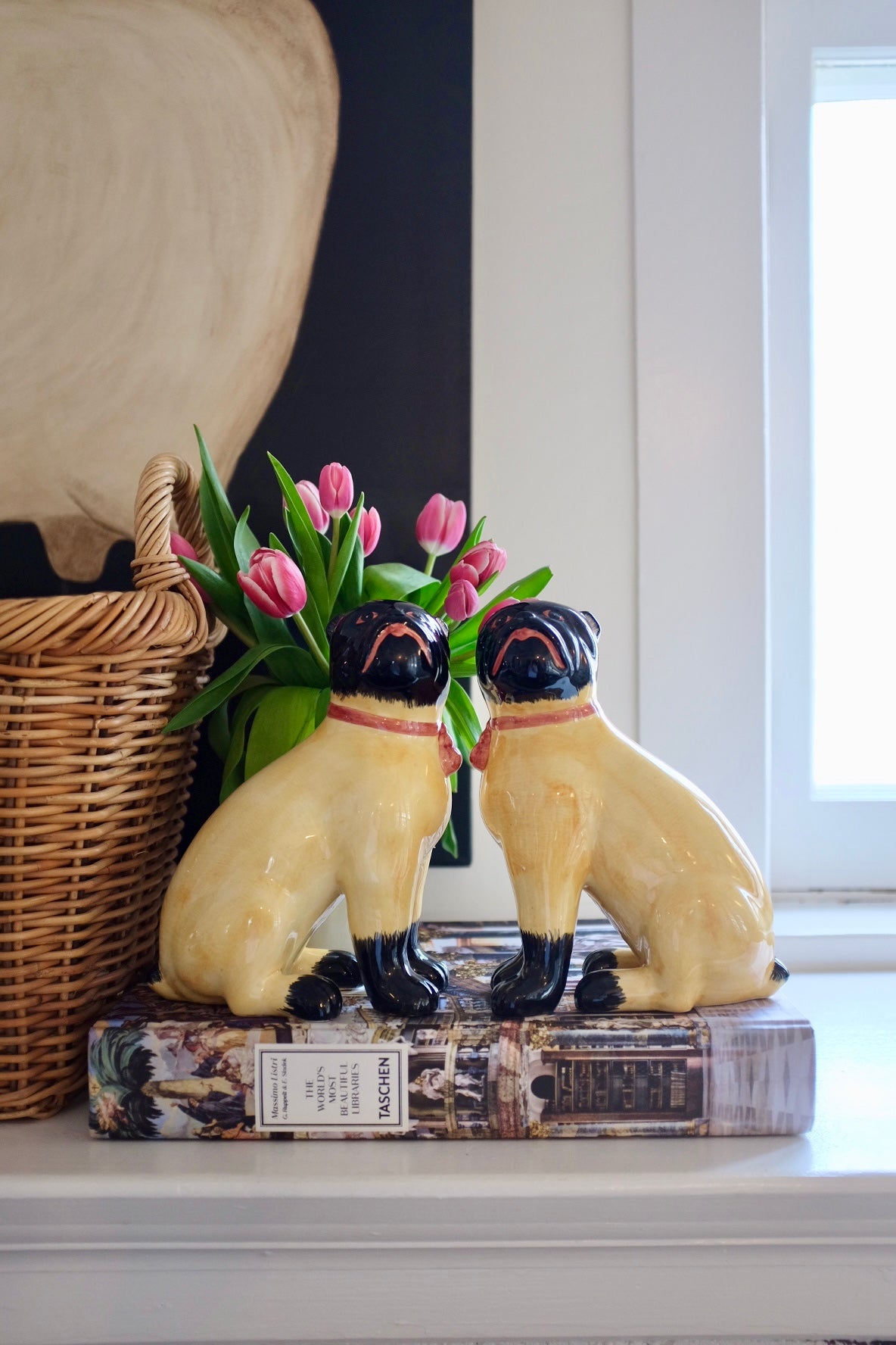 Pair of Rare Italian Porcelain Dog Statues
