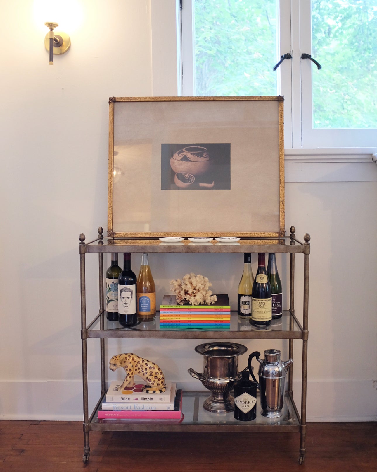 Large Brass Framed Tribal Ceramic Print