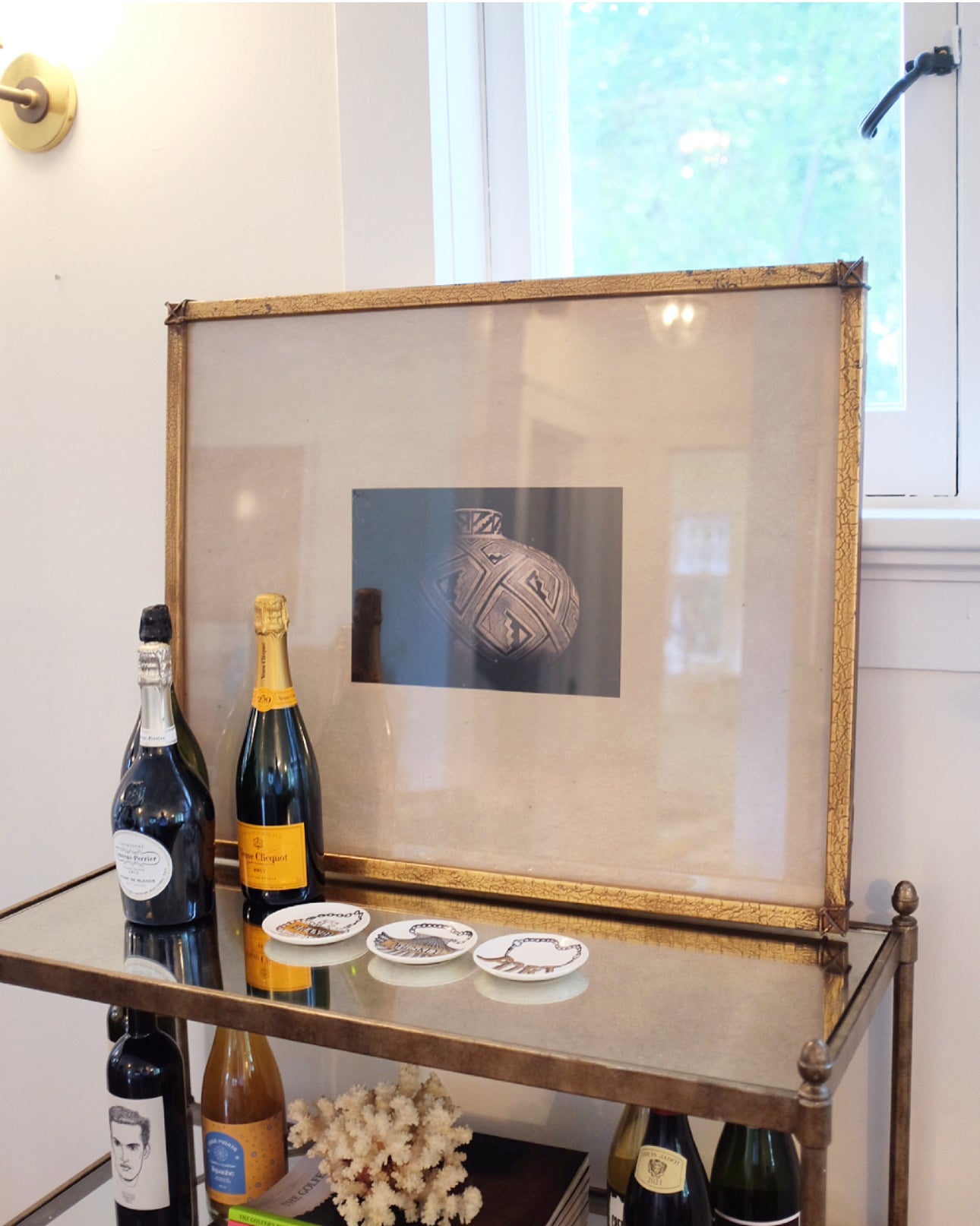 Large Brass Framed Tribal Ceramic Print