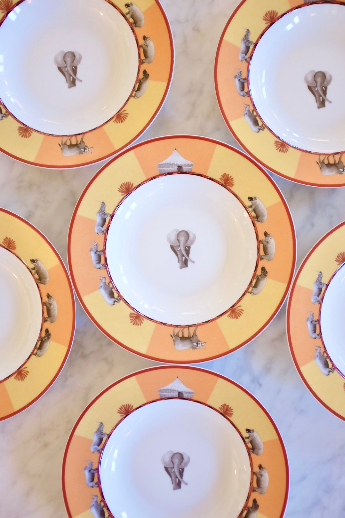 Set of 6 Hermes Africa Soup Bowls