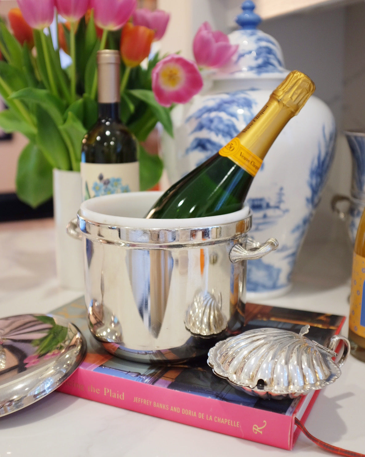 Silver Plate Ice Bucket with Artichoke