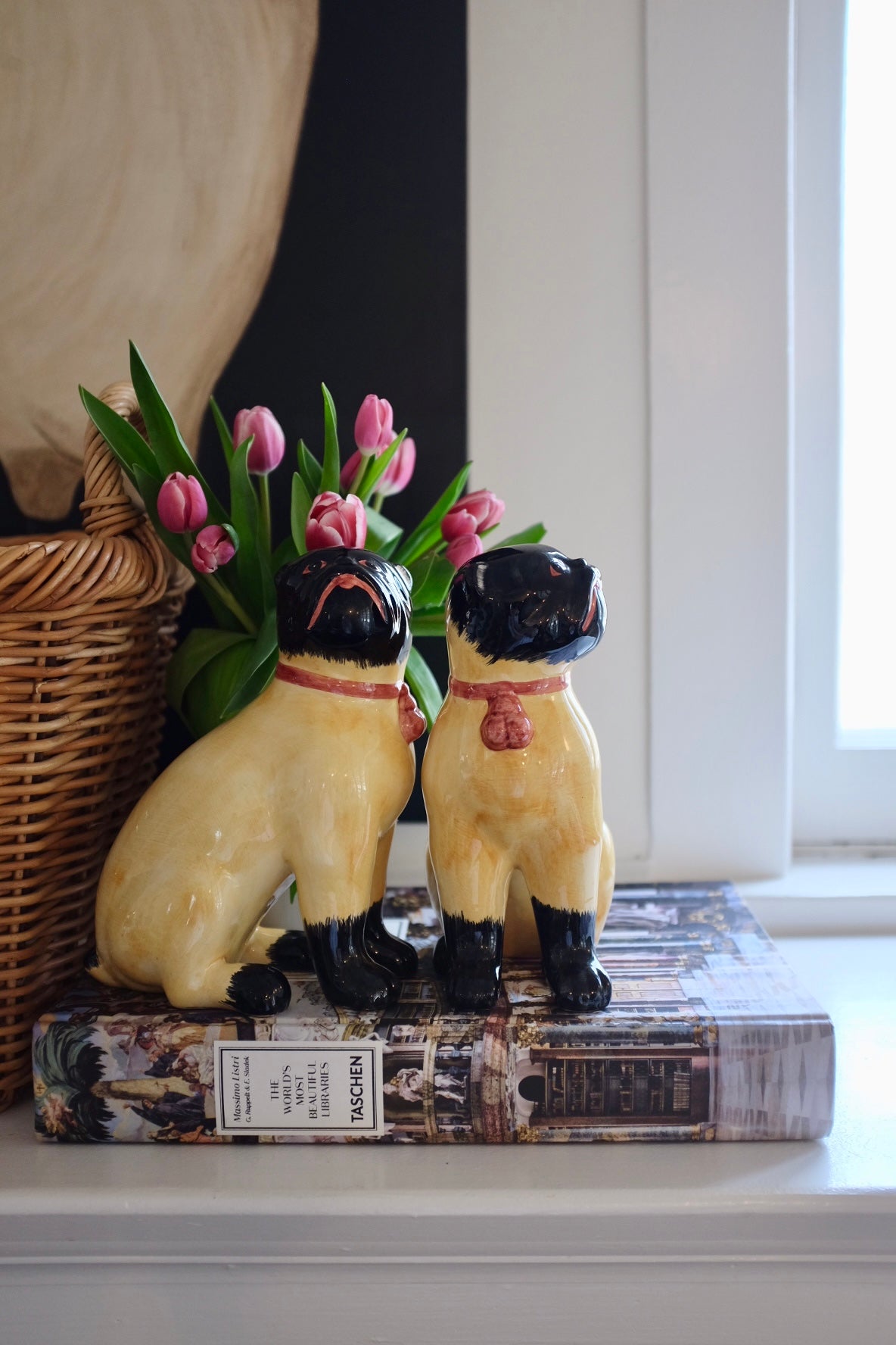 Pair of Rare Italian Porcelain Dog Statues
