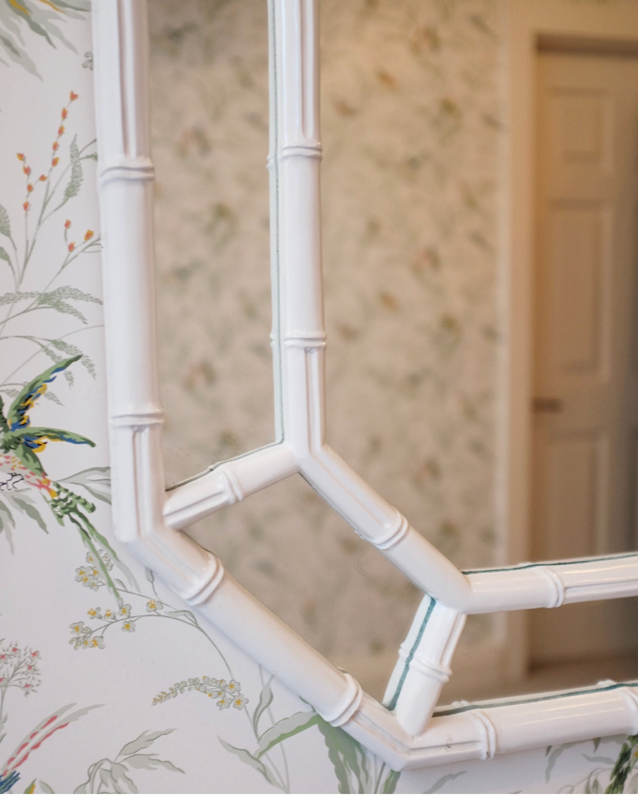 White Octagonal Faux Bamboo Mirror