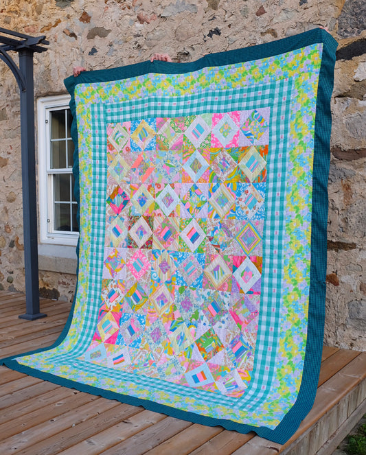 Bright Diamond in Square Patchwork Quilt