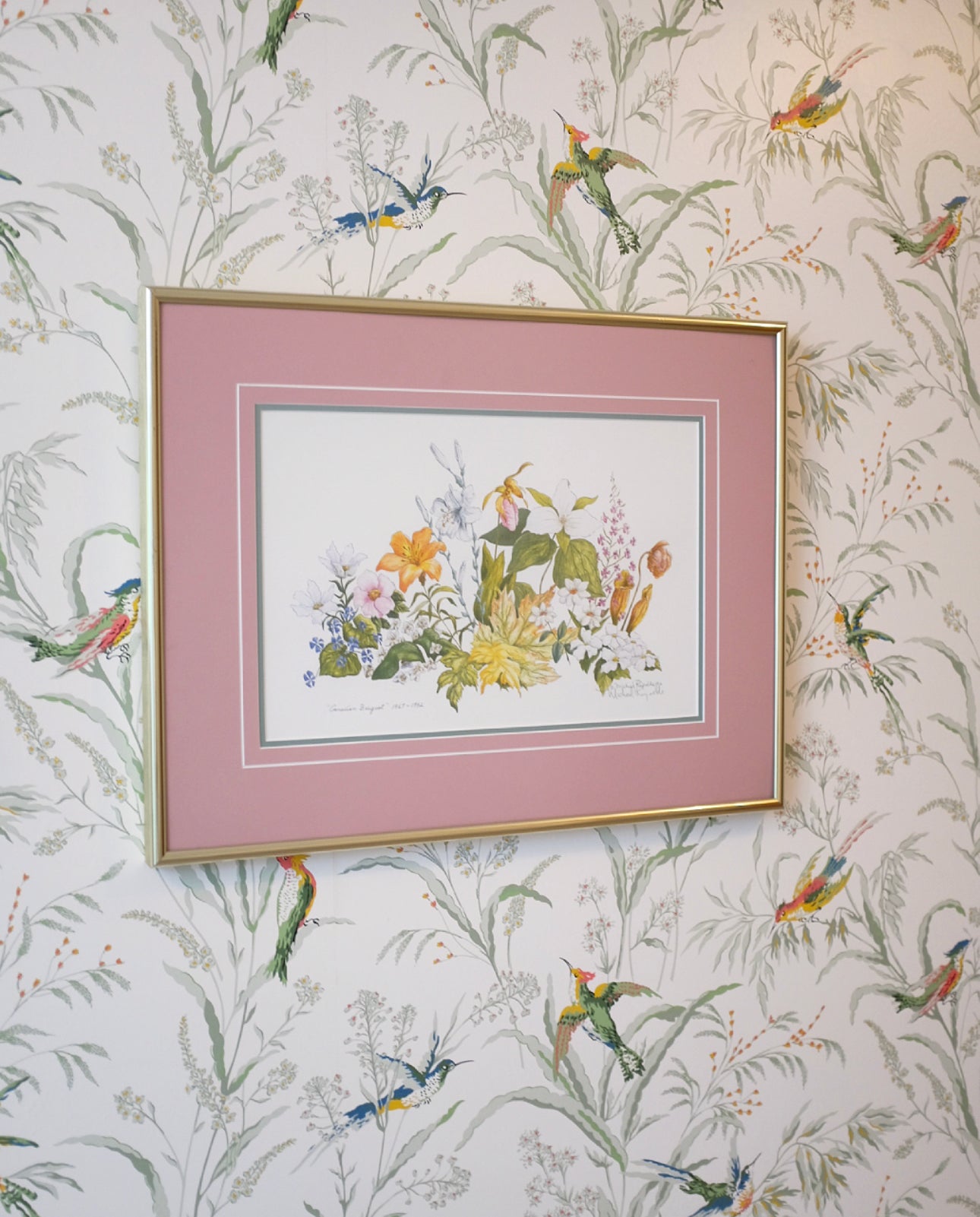 Canadian Bouquet Print with Pink Matting