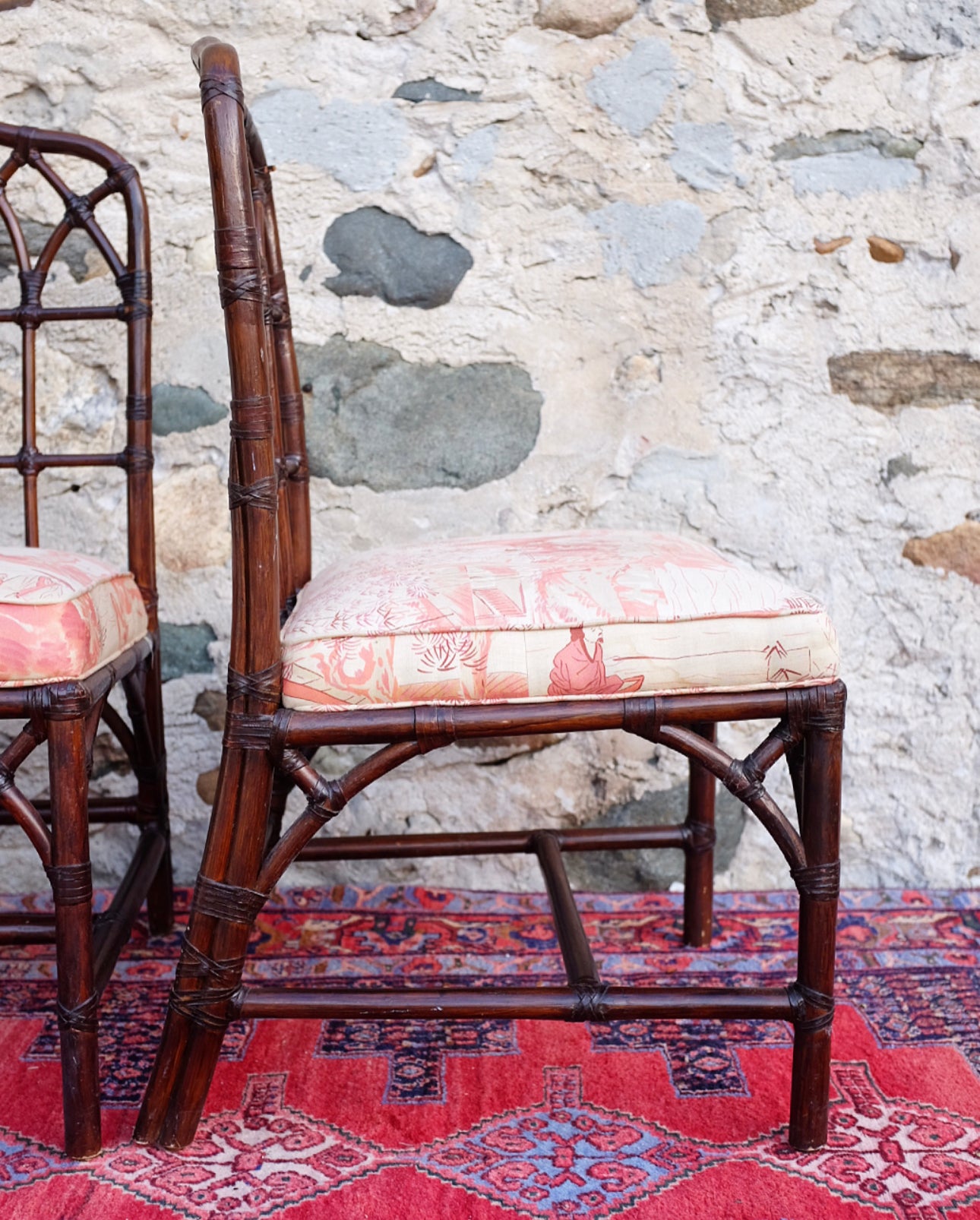 Pair of McGuire Cathedral Back Chairs