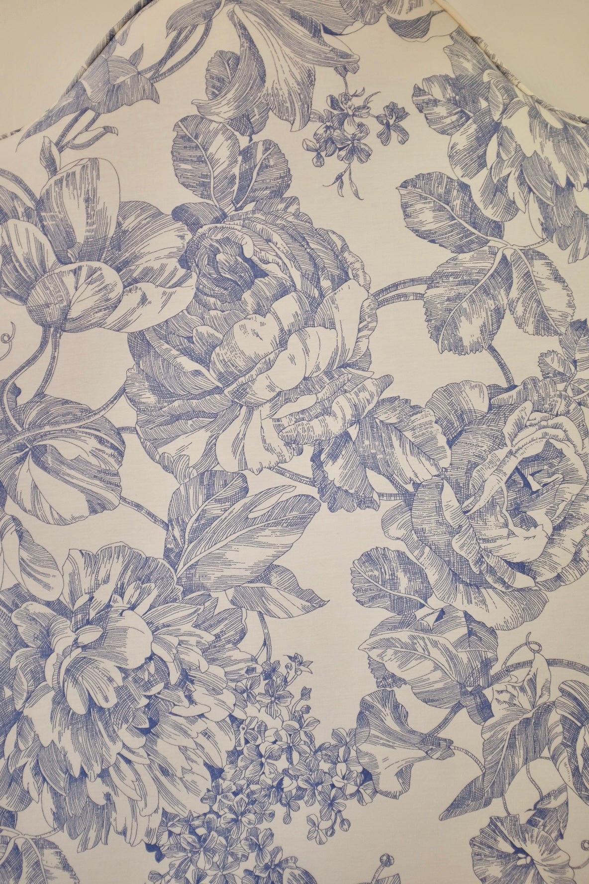 Blue & Cream Floral Upholstered Full Headboard