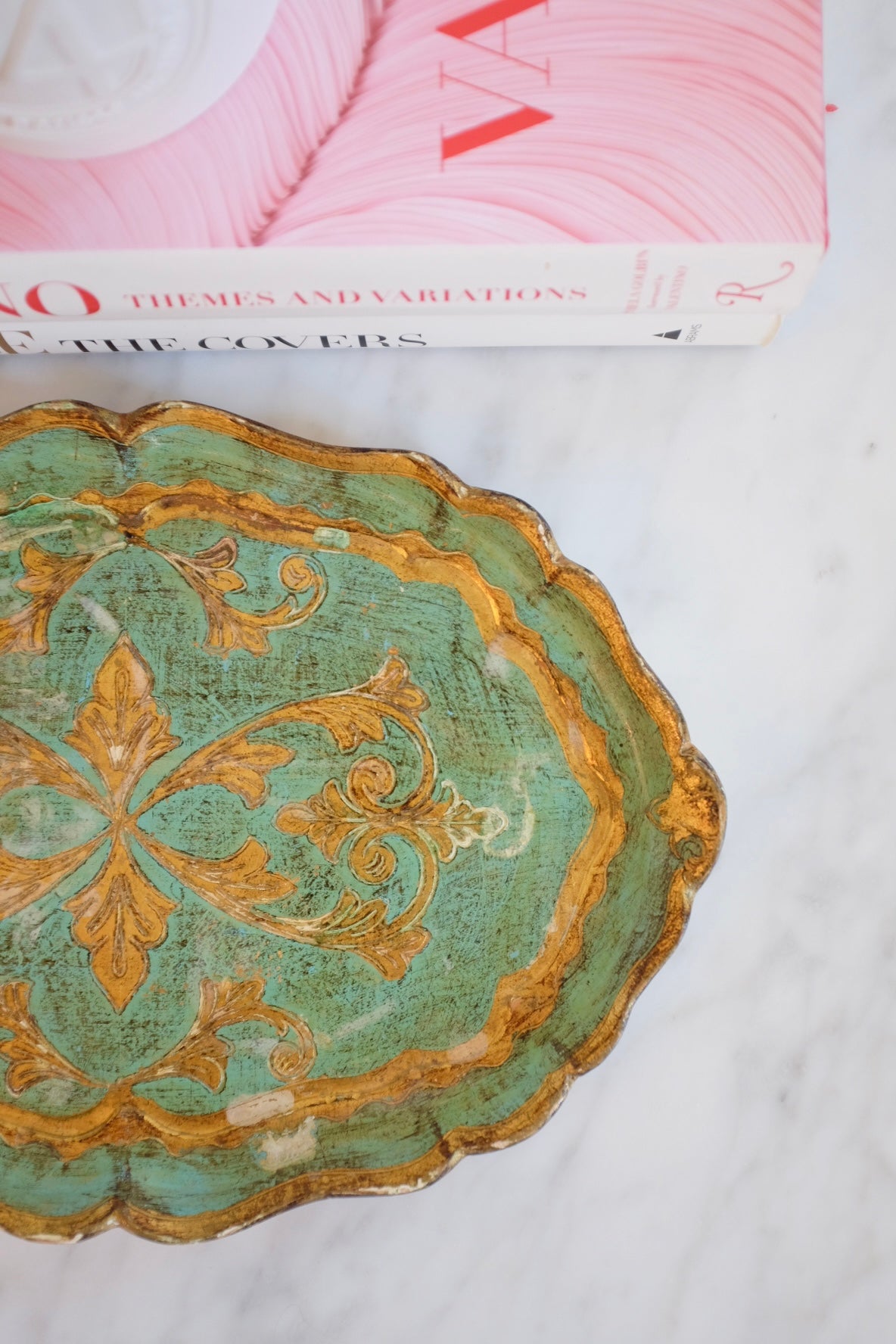 1950s Small Florentine Carved Tray