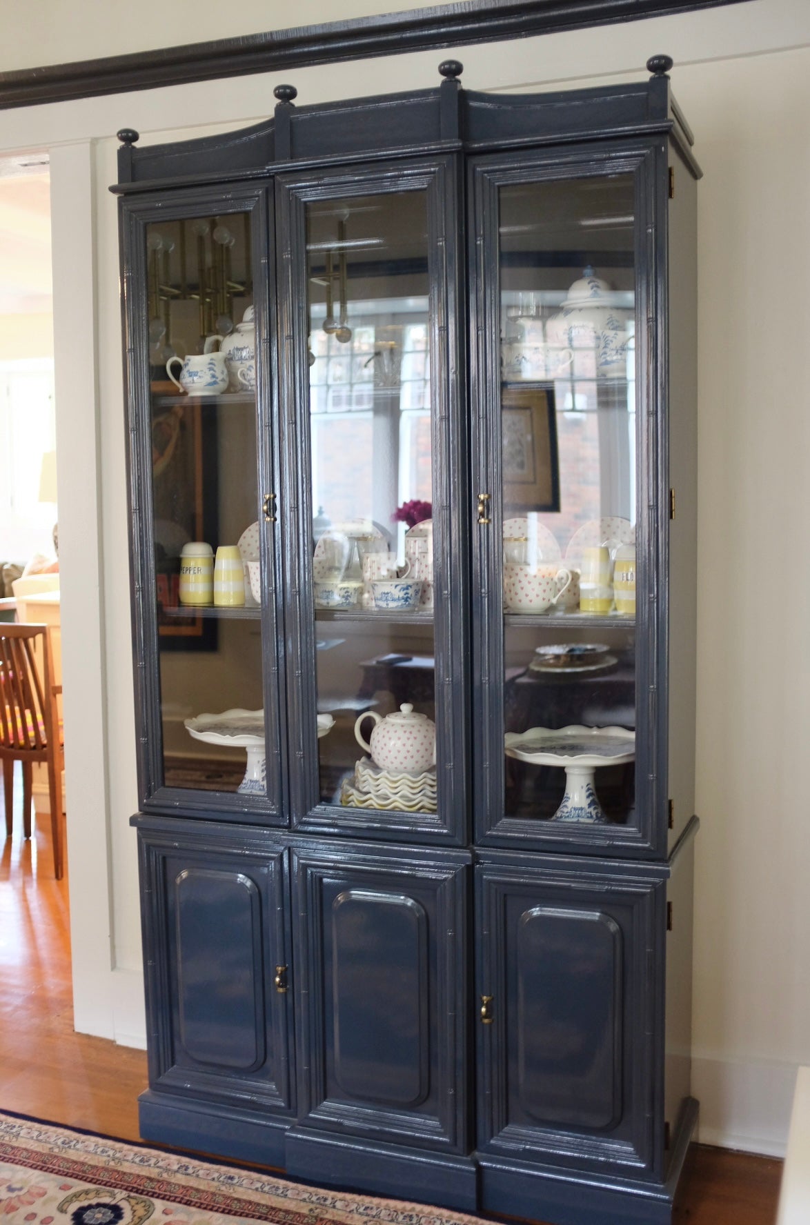 Thomasville Hale Navy Faux Bamboo Hutch