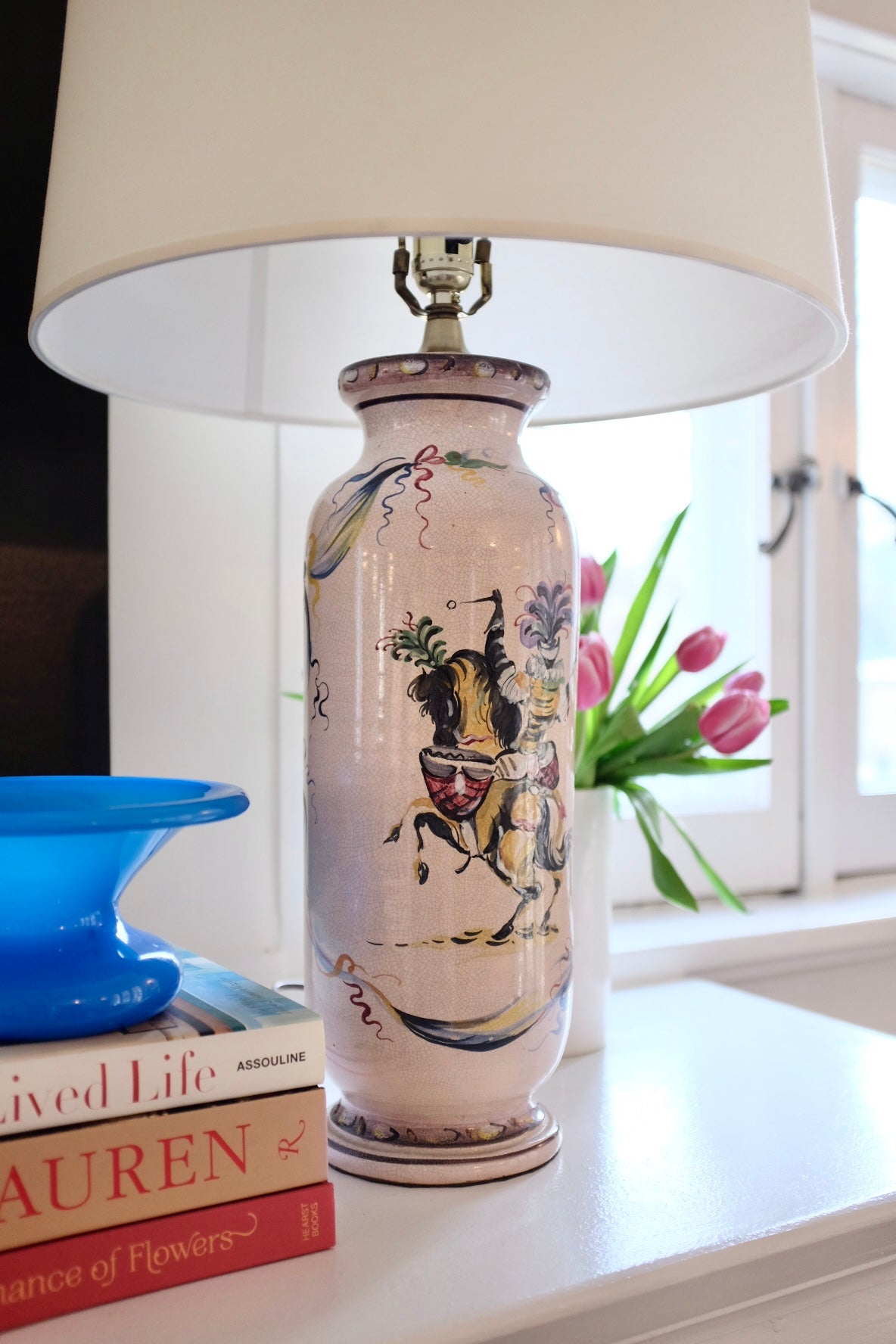Tall Italian Hand Painted Table Lamp