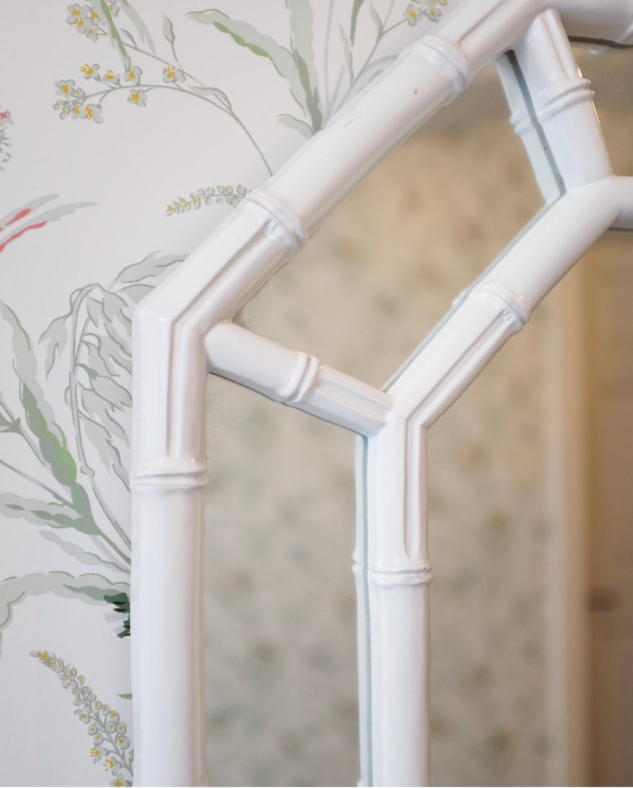 White Octagonal Faux Bamboo Mirror