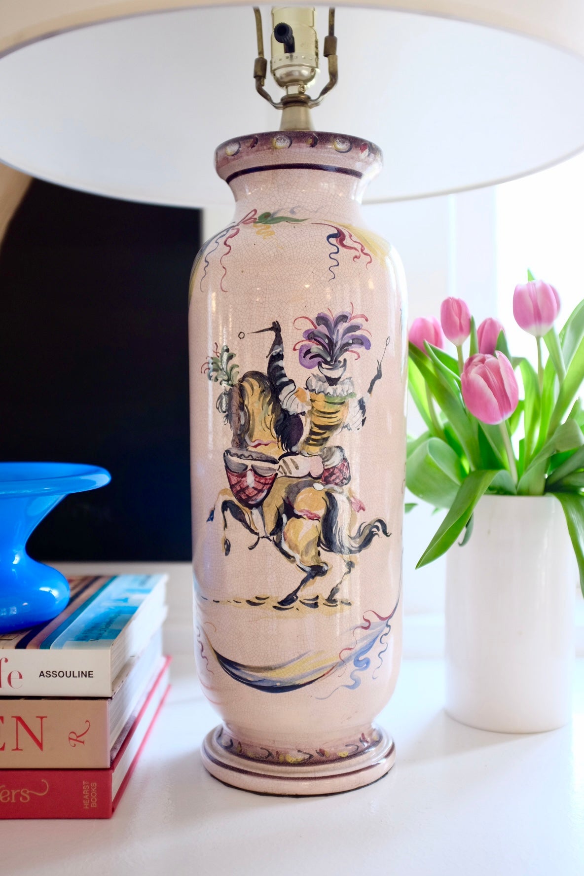 Tall Italian Hand Painted Table Lamp