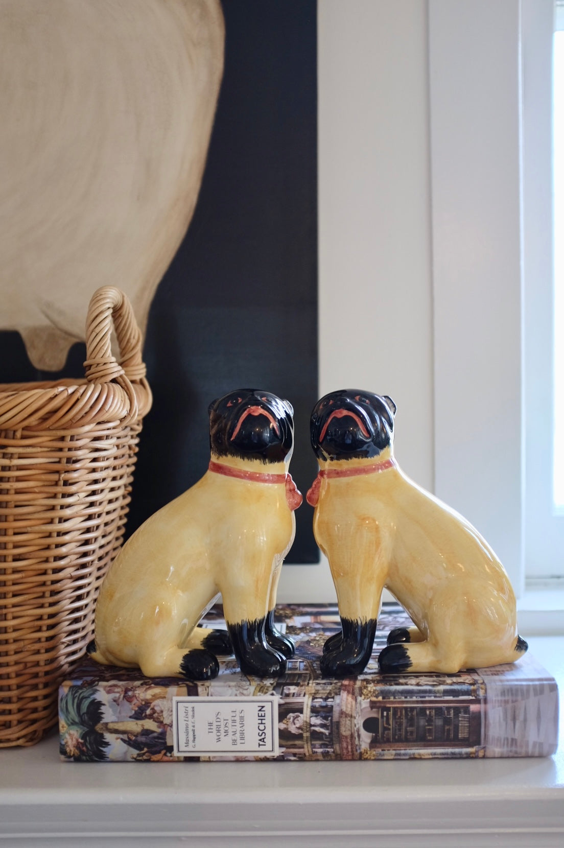 Pair of Rare Italian Porcelain Dog Statues