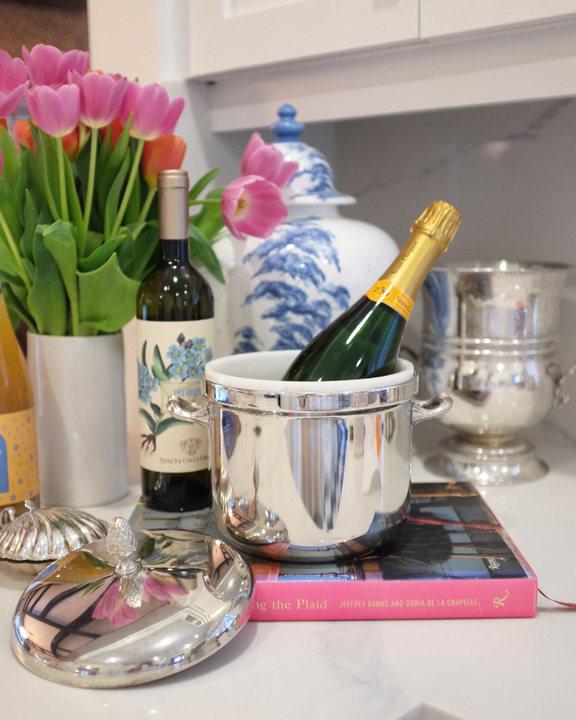 Silver Plate Ice Bucket with Artichoke