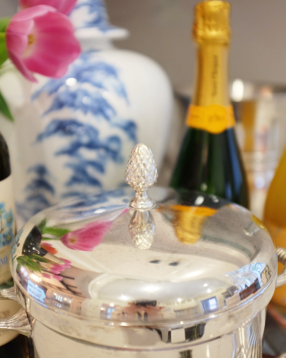 Silver Plate Ice Bucket with Artichoke