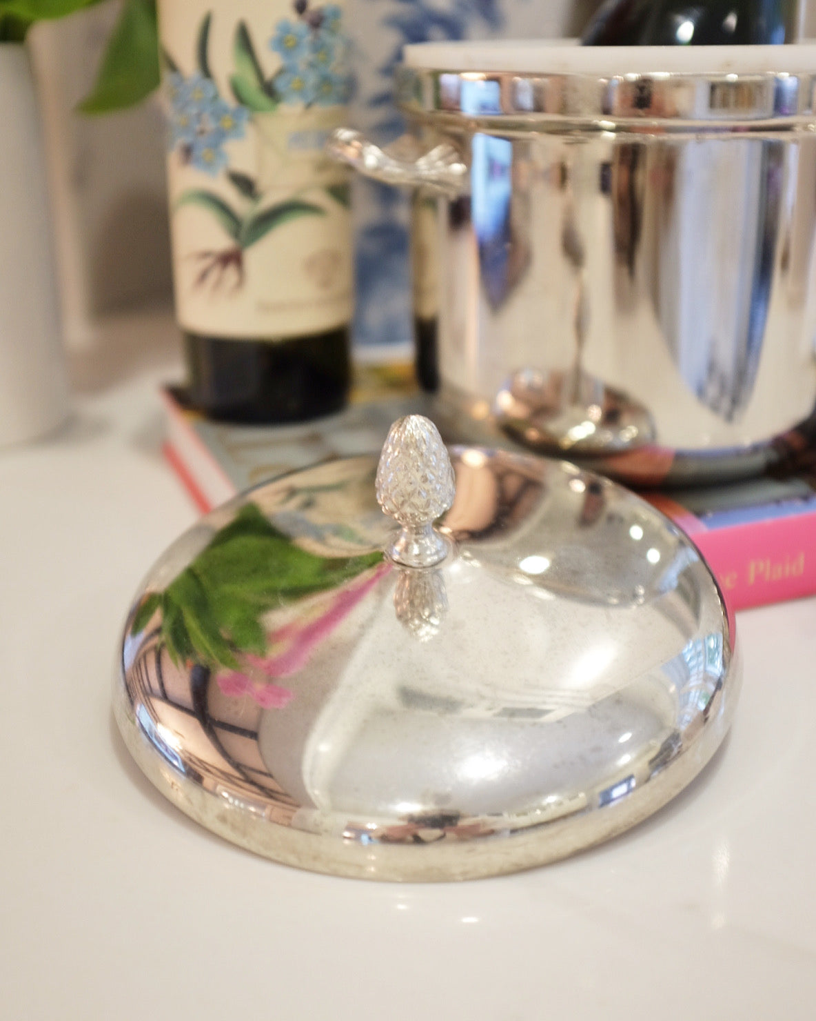Silver Plate Ice Bucket with Artichoke