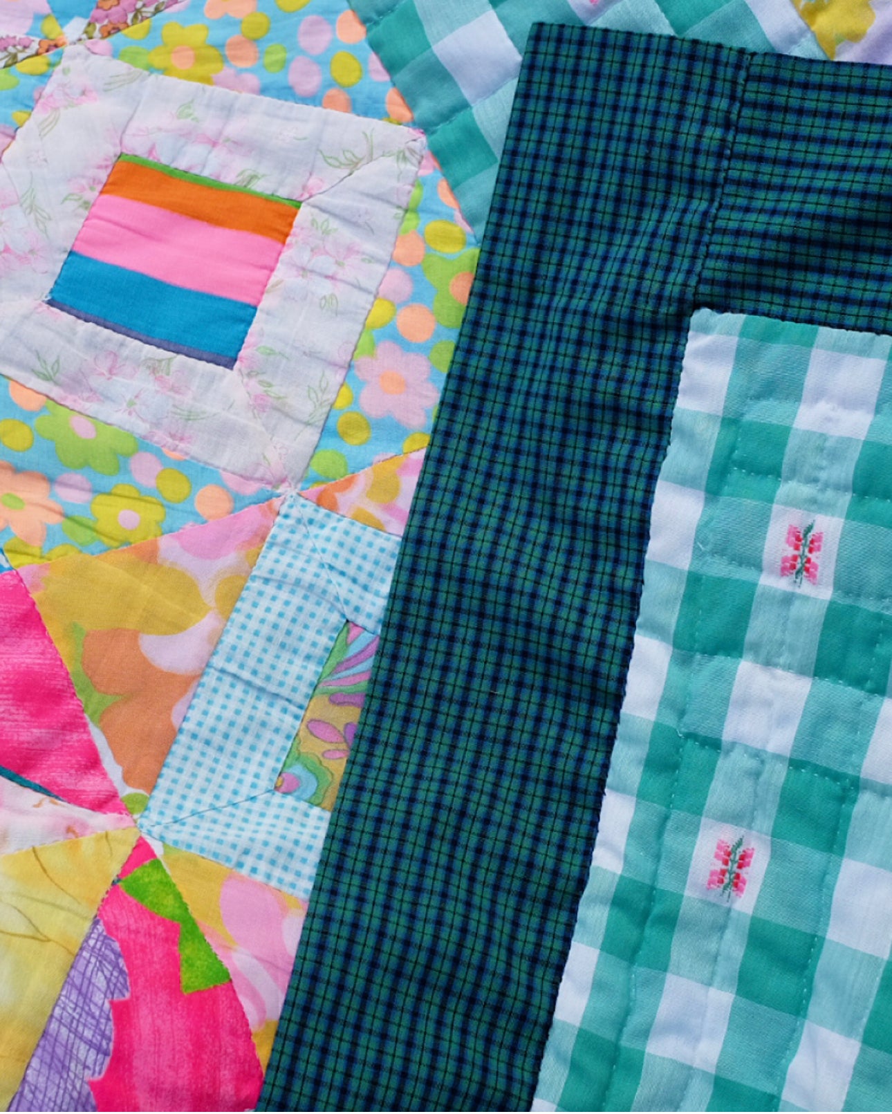 Bright Diamond in Square Patchwork Quilt