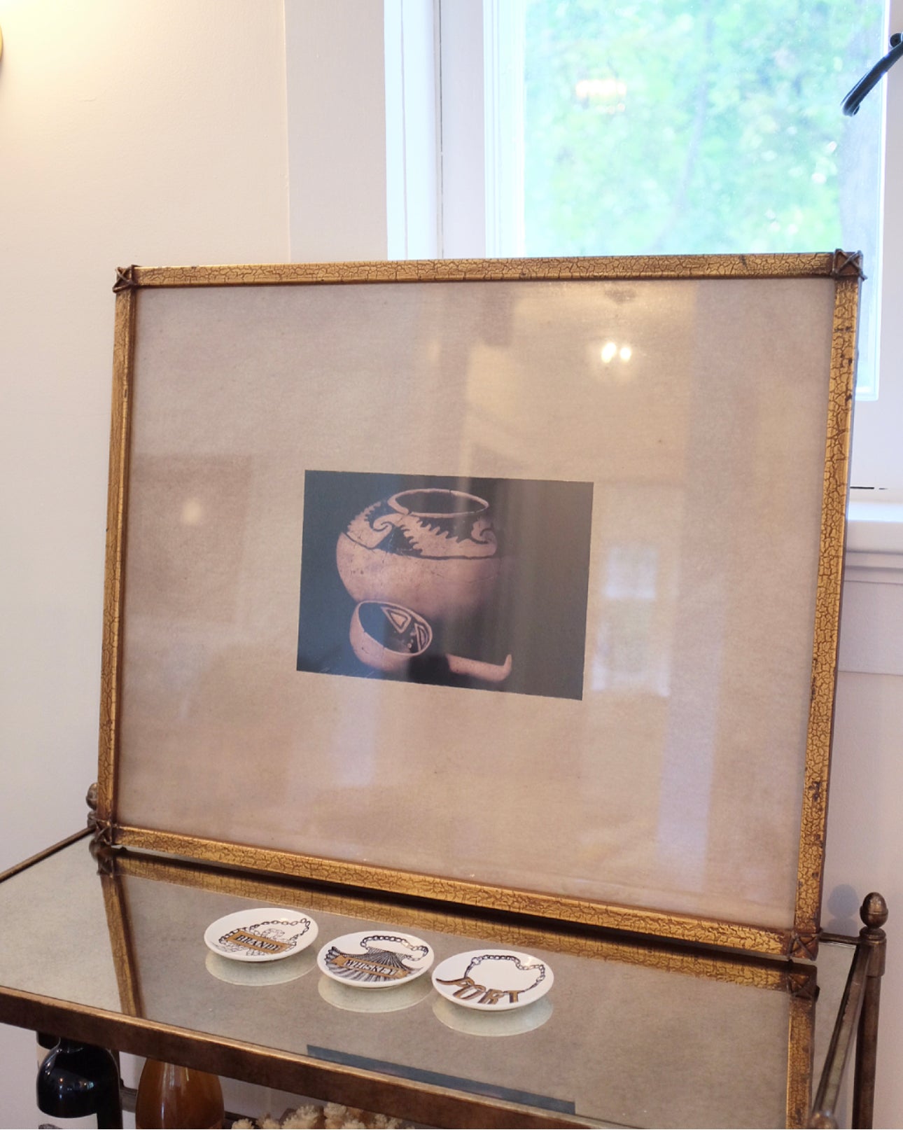Large Brass Framed Tribal Ceramic Print