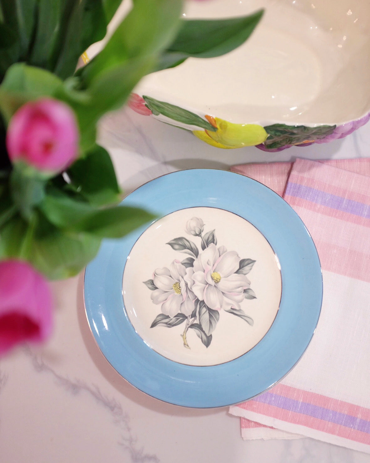 Blue and White Floral Plates
