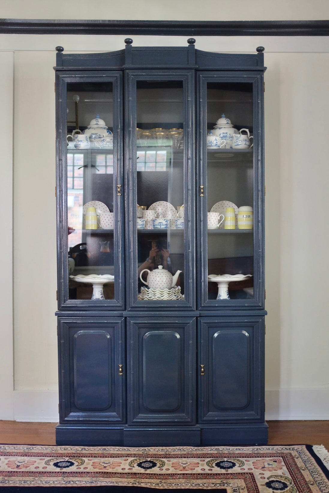 Thomasville Hale Navy Faux Bamboo Hutch