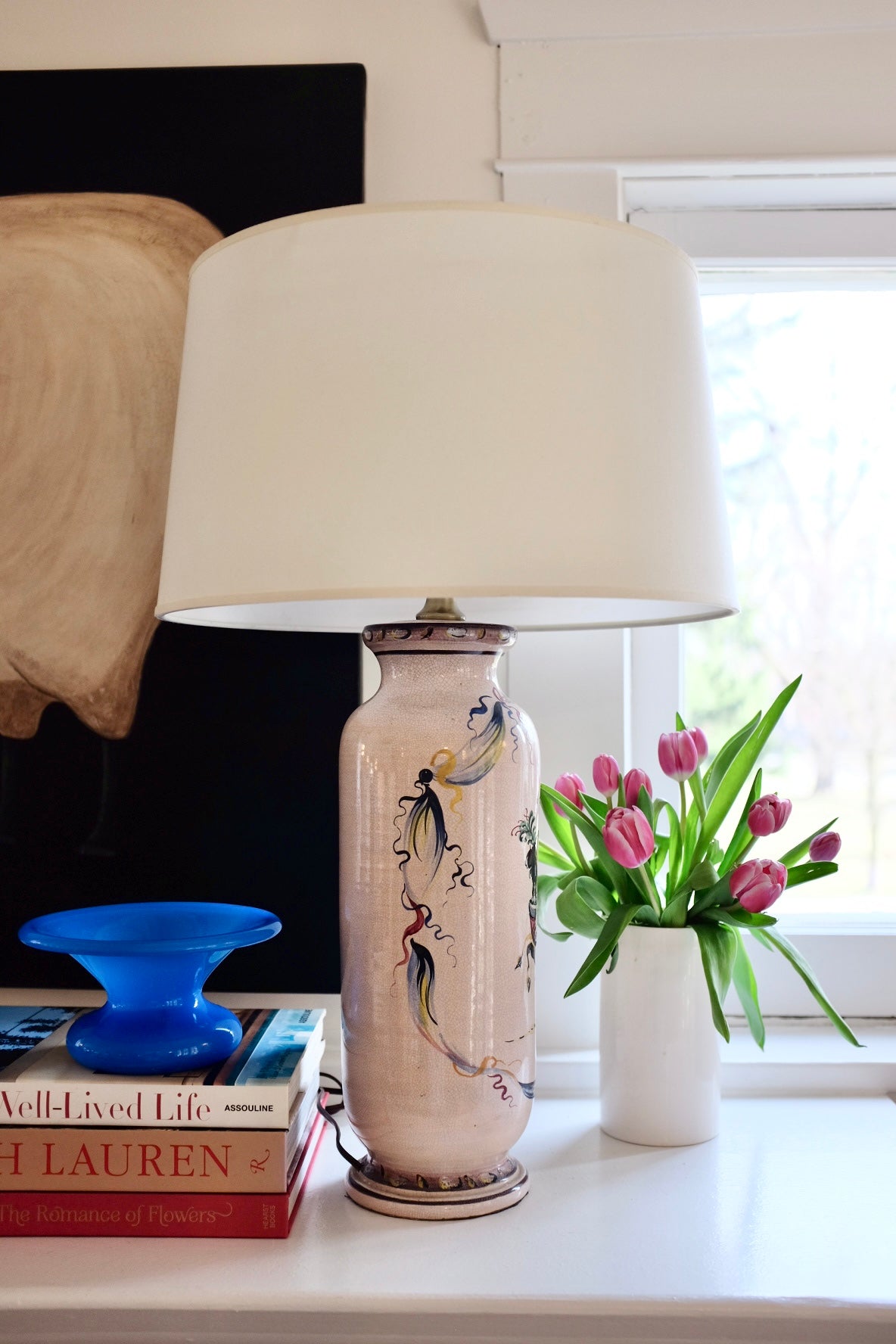 Tall Italian Hand Painted Table Lamp