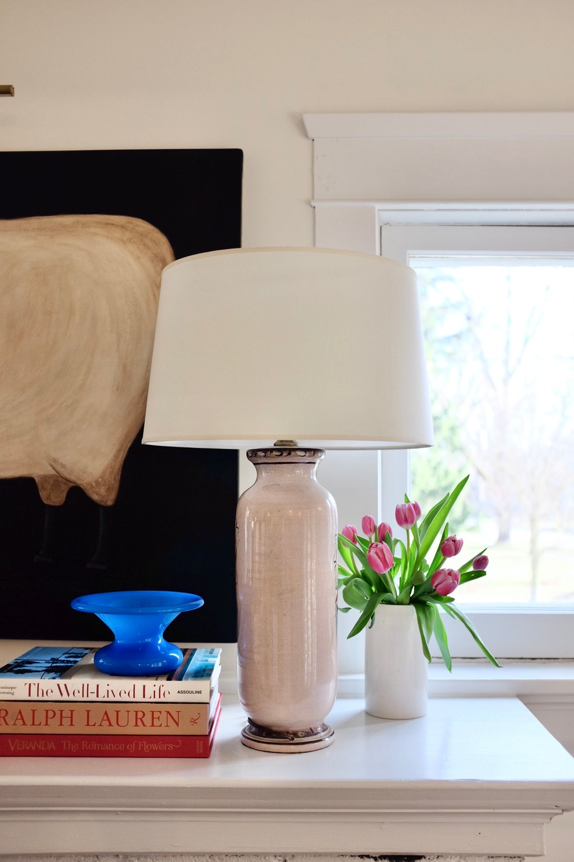 Tall Italian Hand Painted Table Lamp
