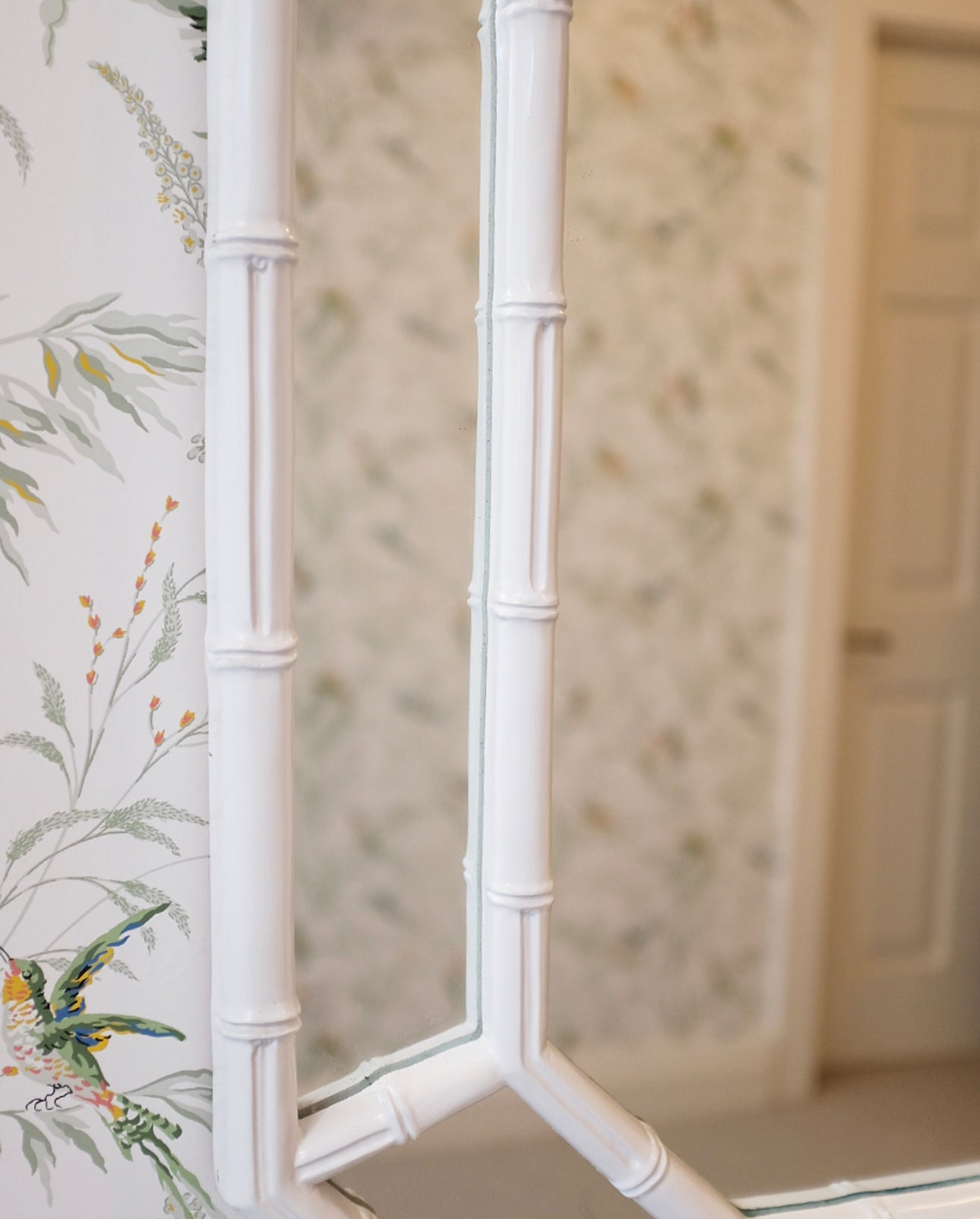 White Octagonal Faux Bamboo Mirror