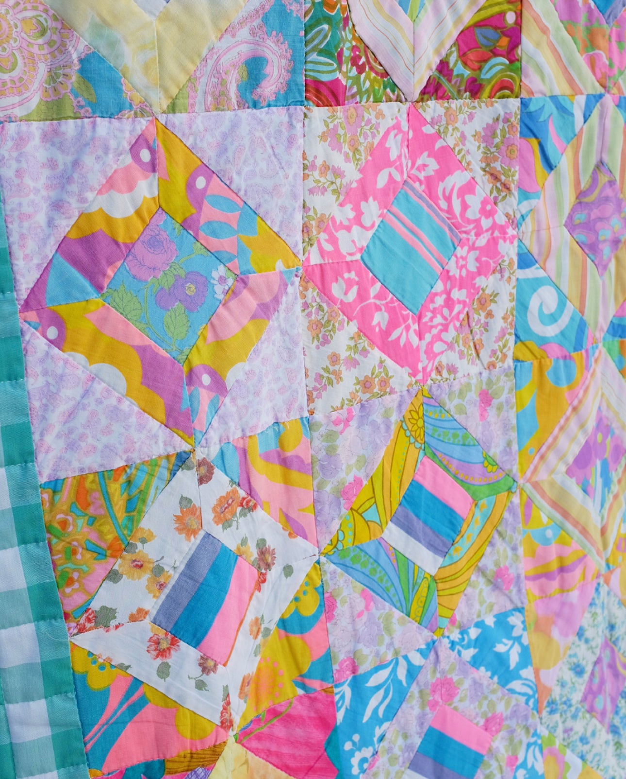 Bright Diamond in Square Patchwork Quilt