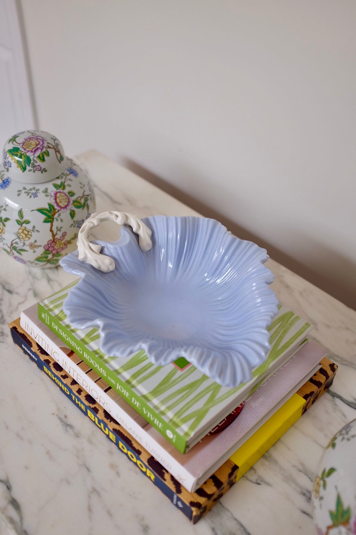 Pale Blue English Grape Leaf Bowl