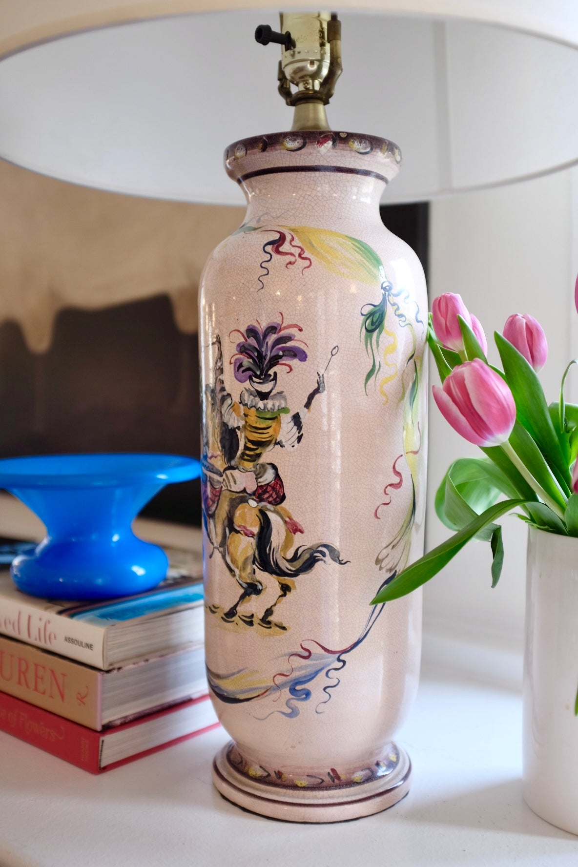 Tall Italian Hand Painted Table Lamp