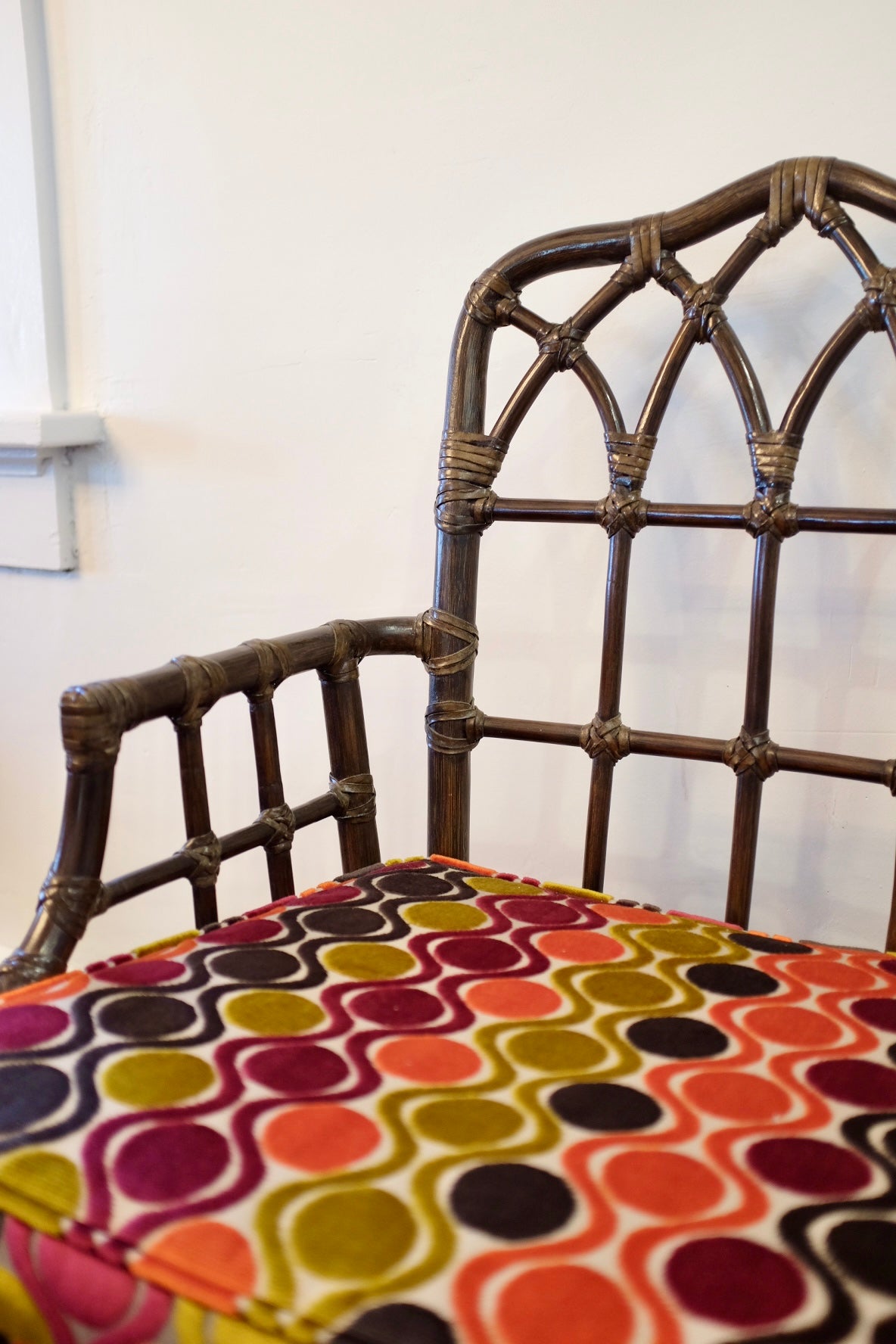 Pair of McGuire Cathedral Back Captains Chairs