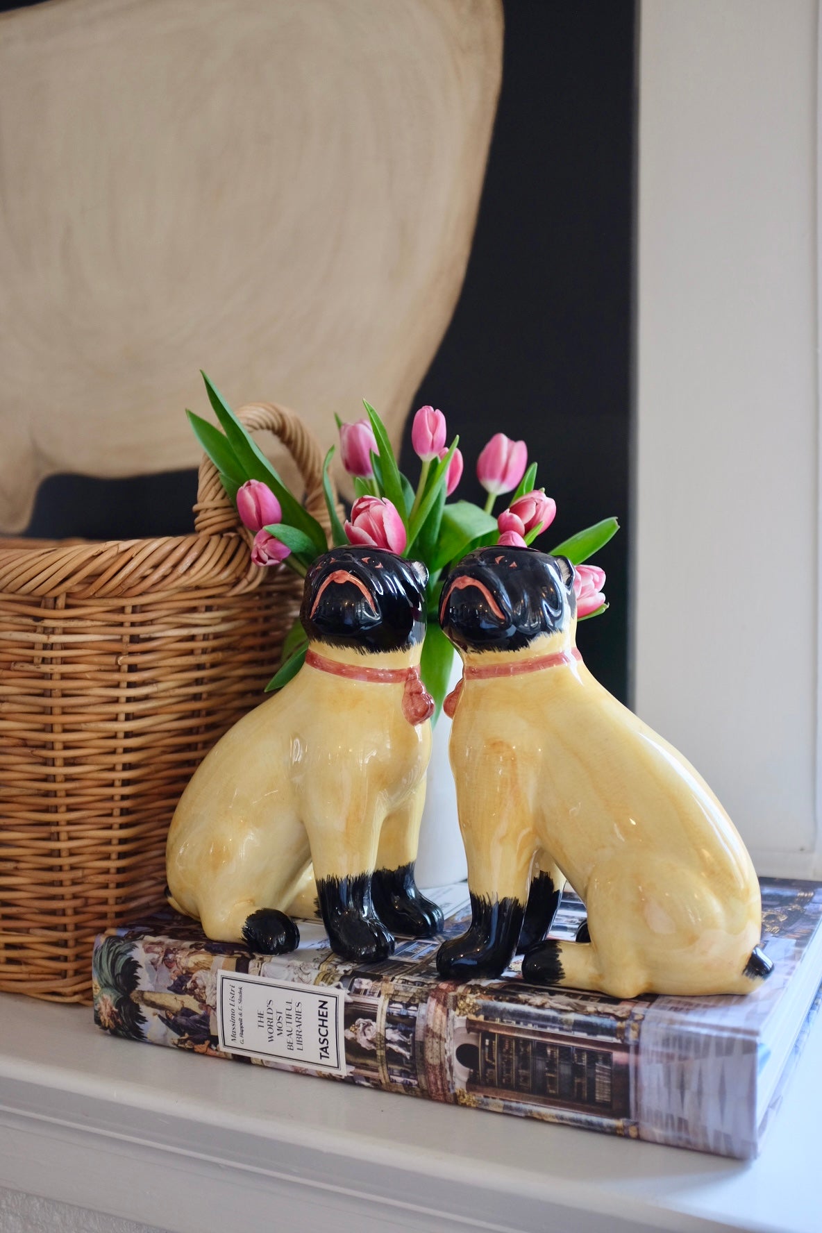 Pair of Rare Italian Porcelain Dog Statues