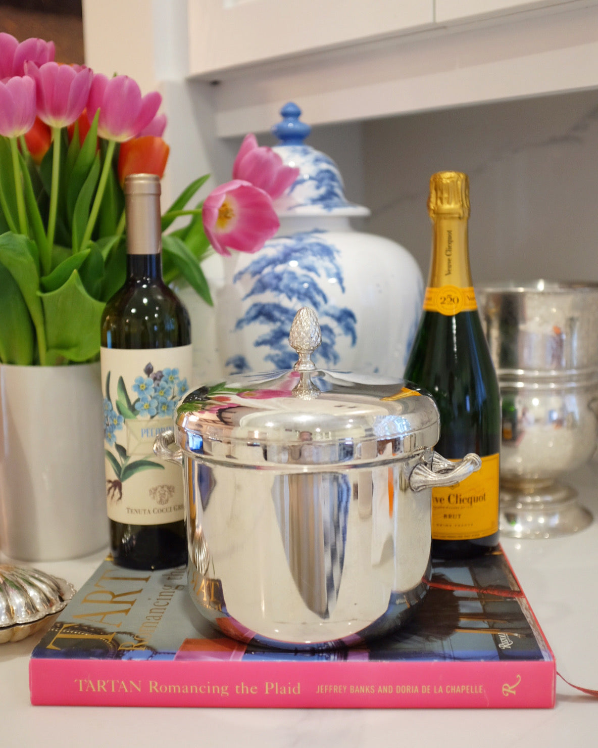 Silver Plate Ice Bucket with Artichoke