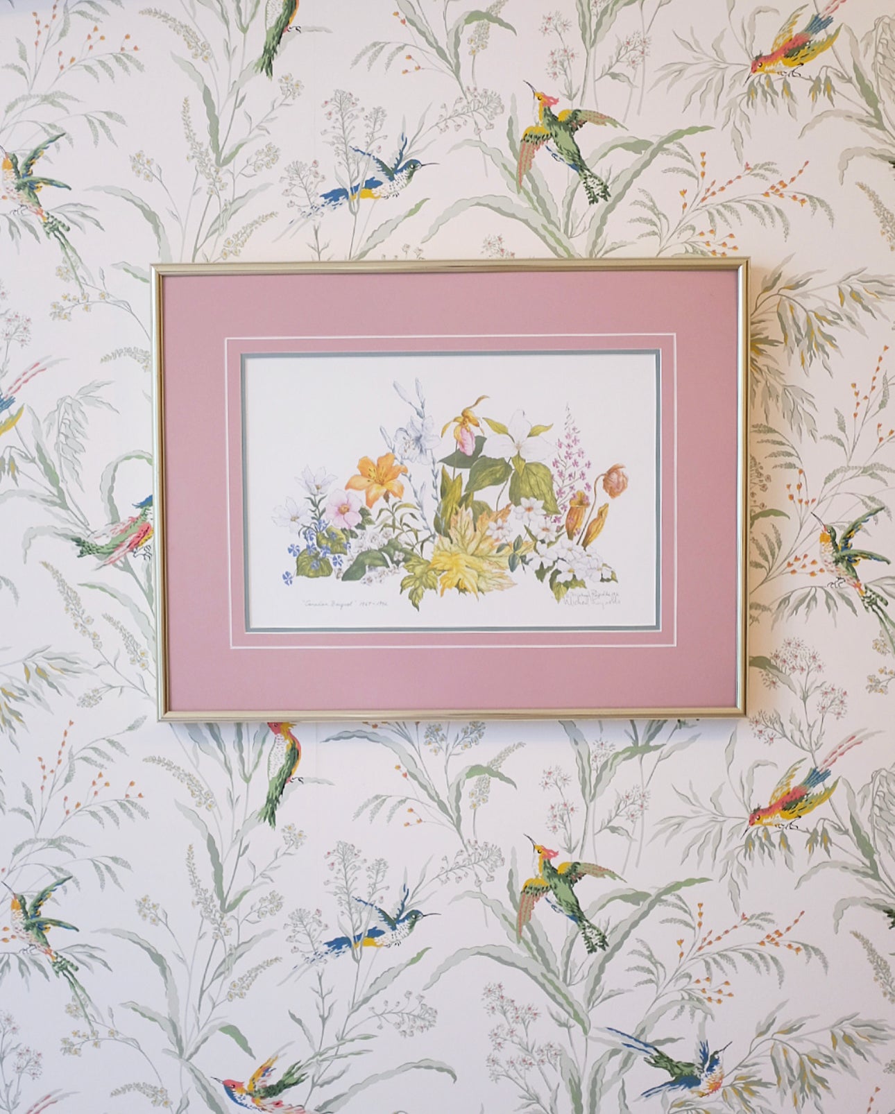 Canadian Bouquet Print with Pink Matting