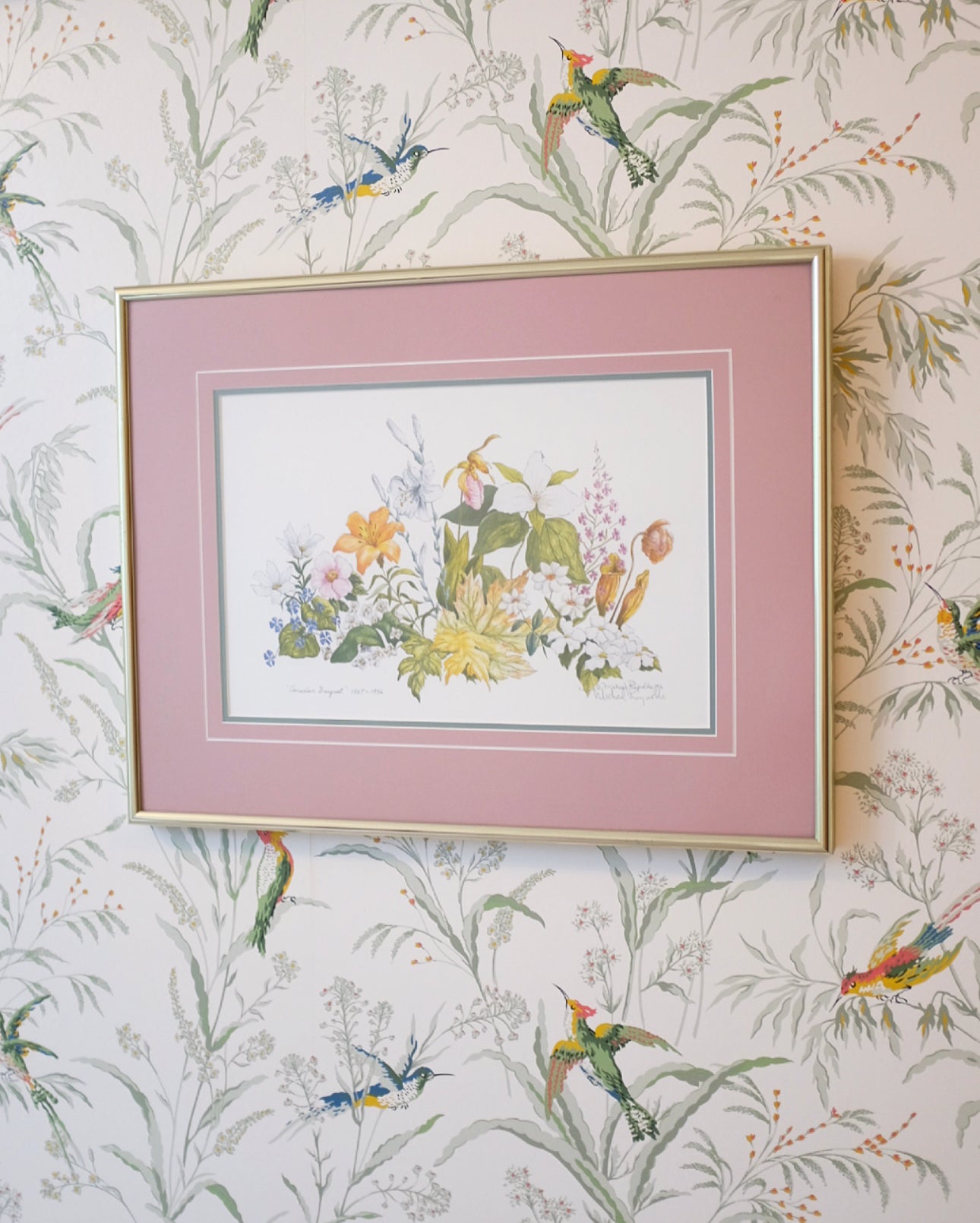 Canadian Bouquet Print with Pink Matting