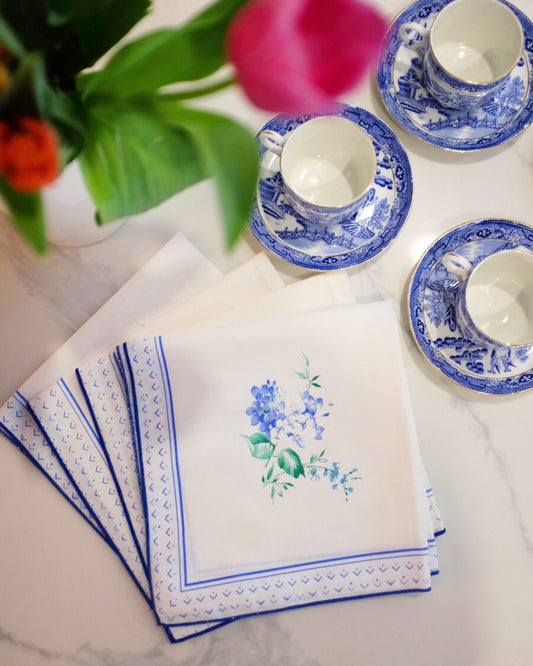 Blue and White Floral Napkins